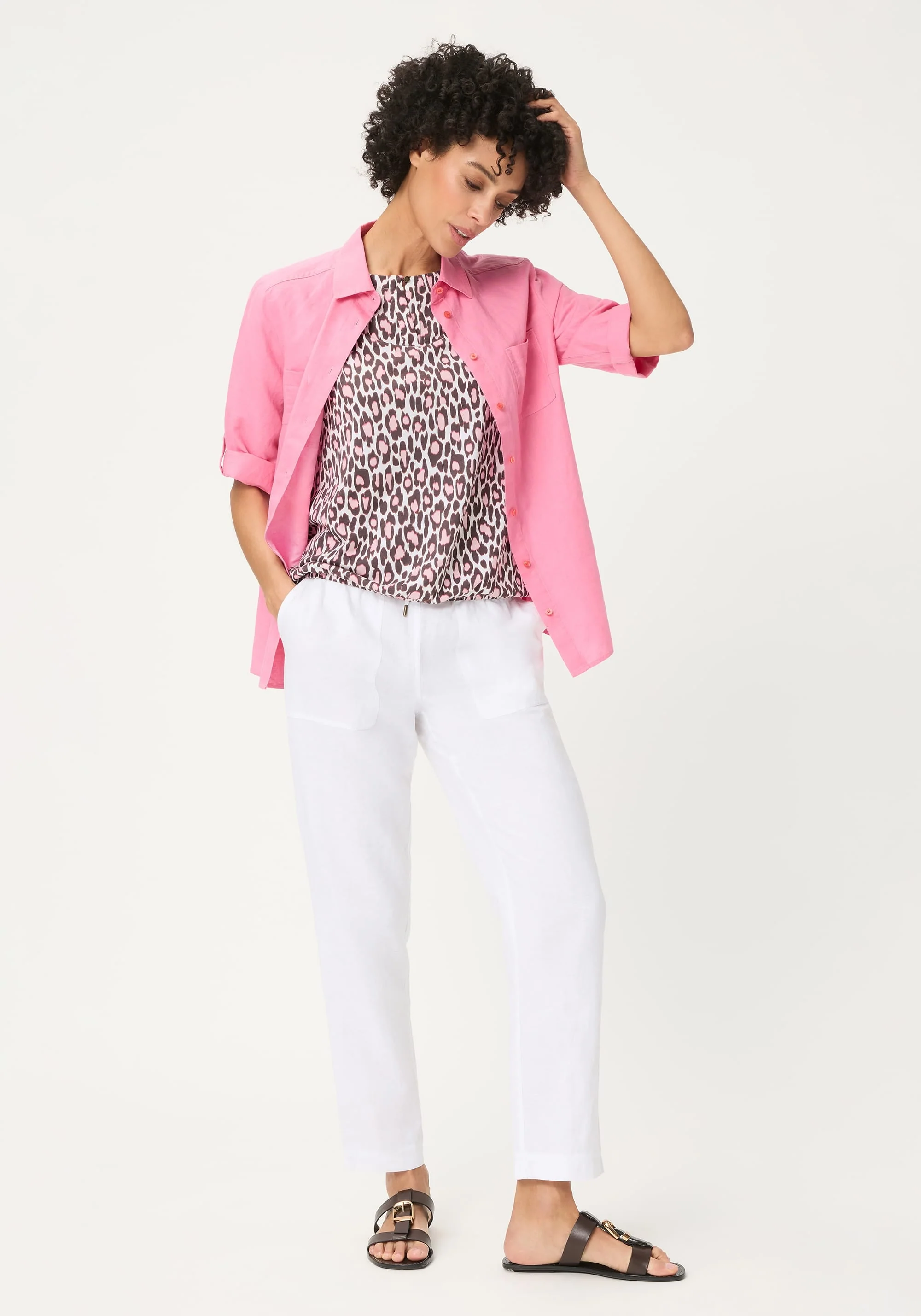 Leopard Print Split Neck T-Shirt - Image 4