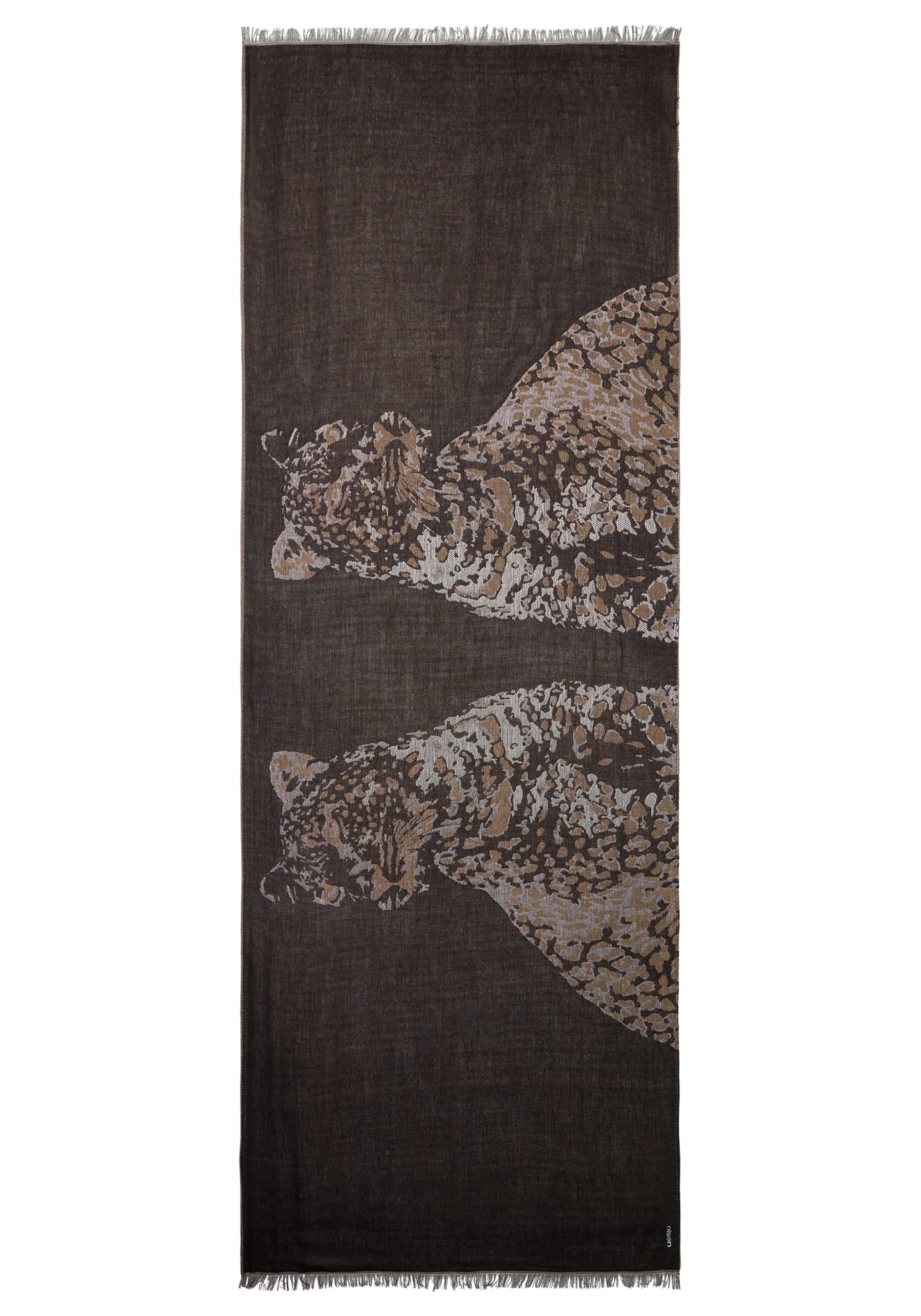 Leopard Scarf with Frayed Edge Trim - Image 3