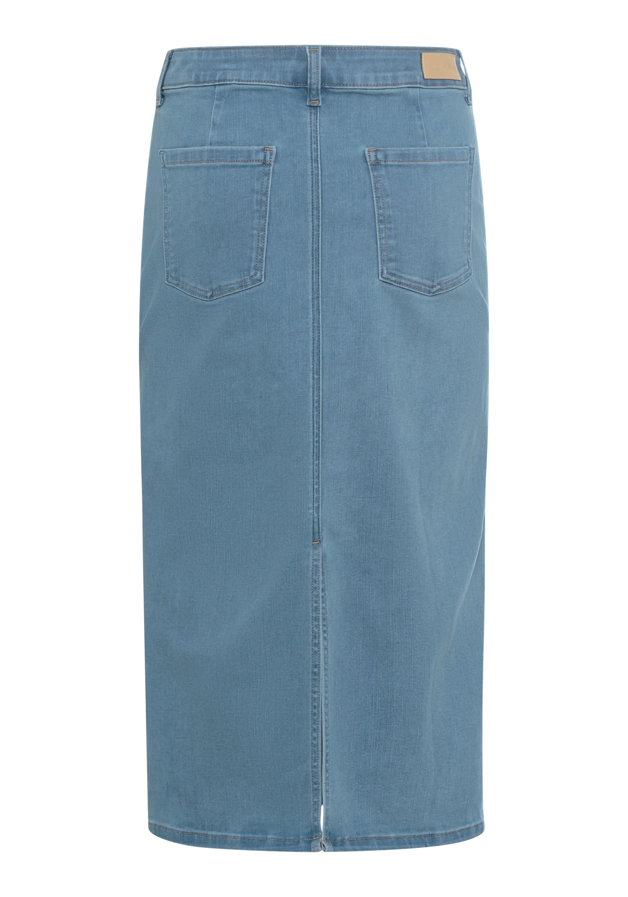 Light Wash Power Stretch Midi Jean Skirt - Image 5