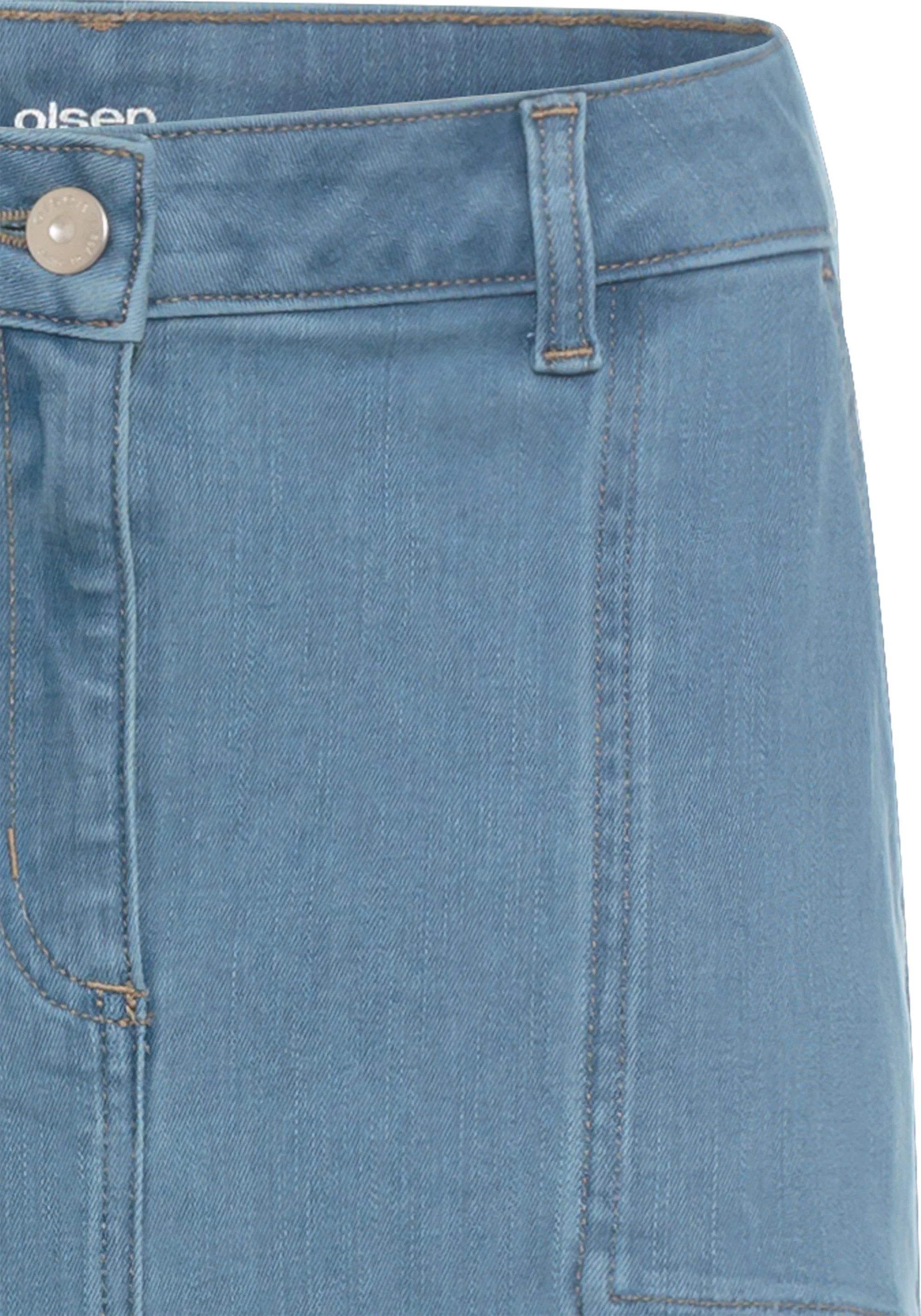 Light Wash Power Stretch Midi Jean Skirt - Image 6