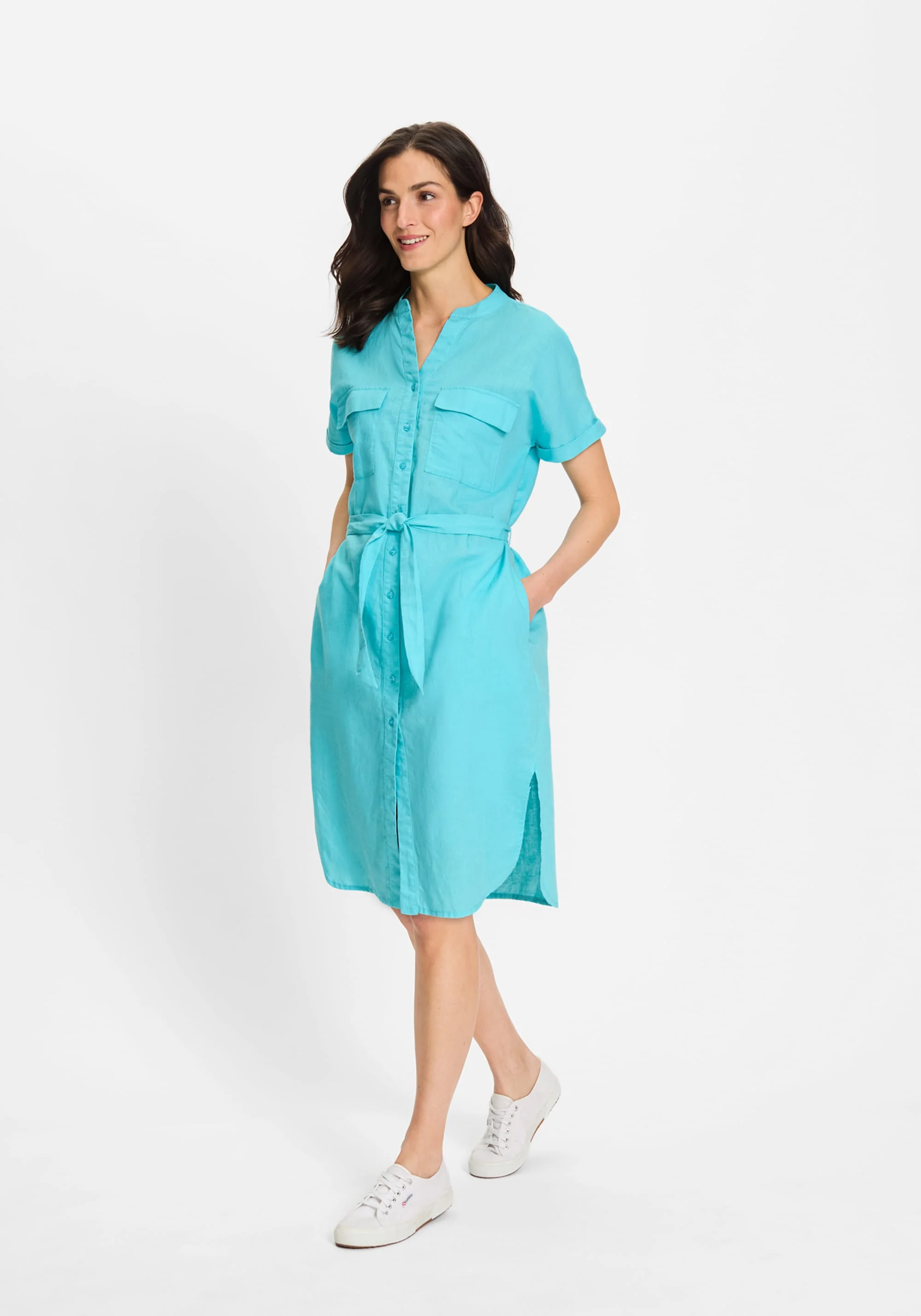 Linen Blend Tunic Shirt Dress - Image 3