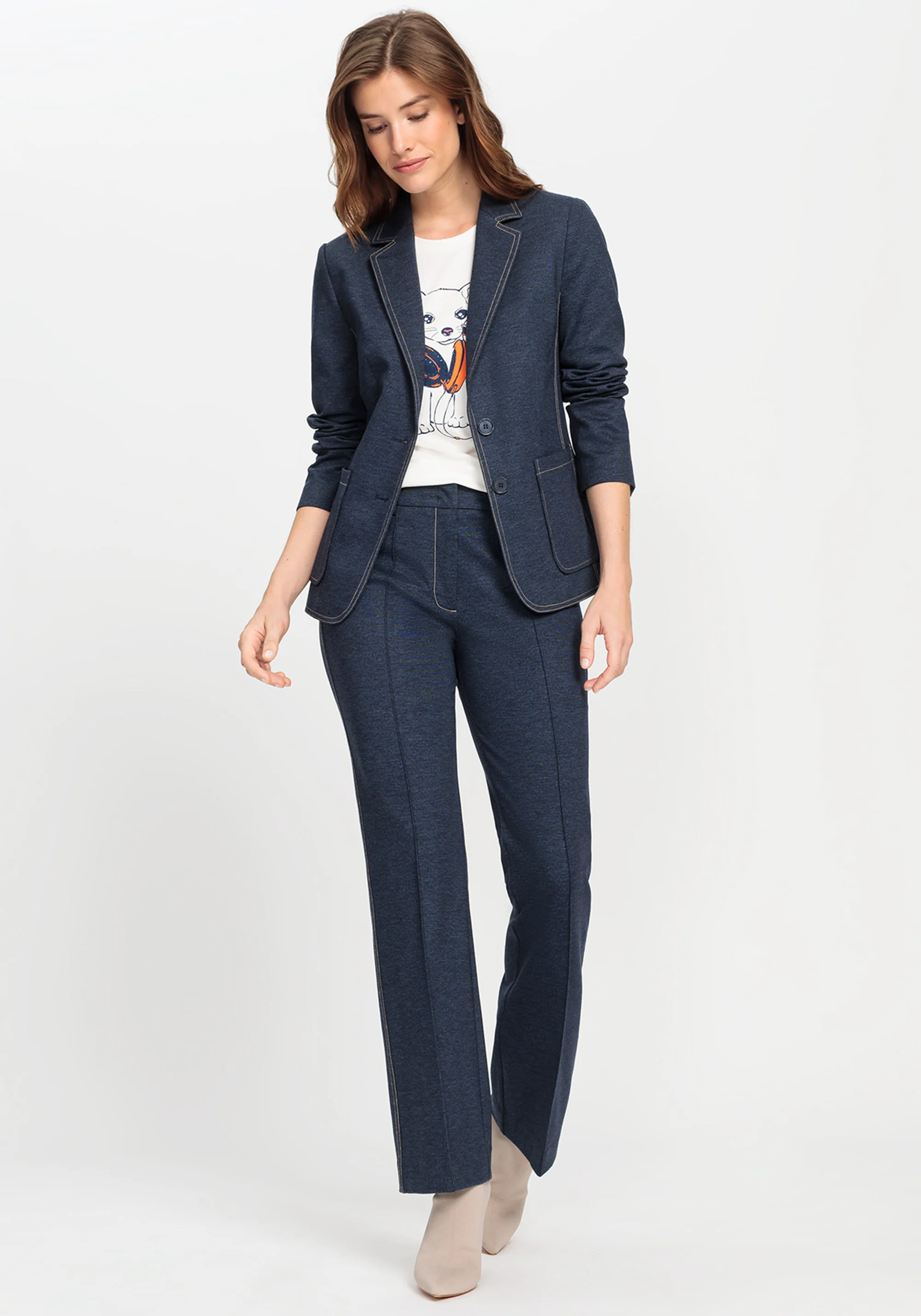 Mona Fit Denim Look Jersey Trouser