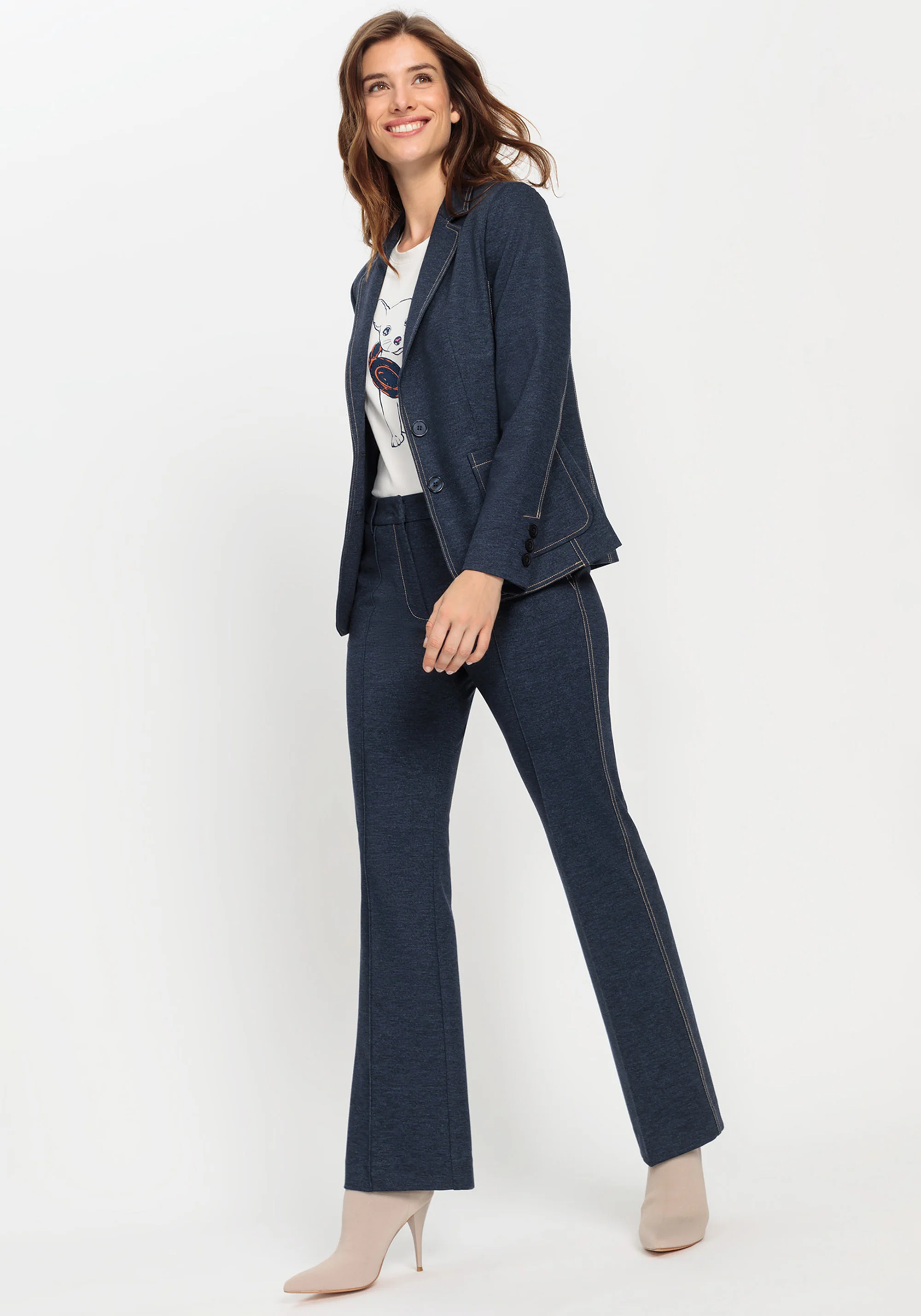 Mona Fit Denim Look Jersey Trouser - Image 2