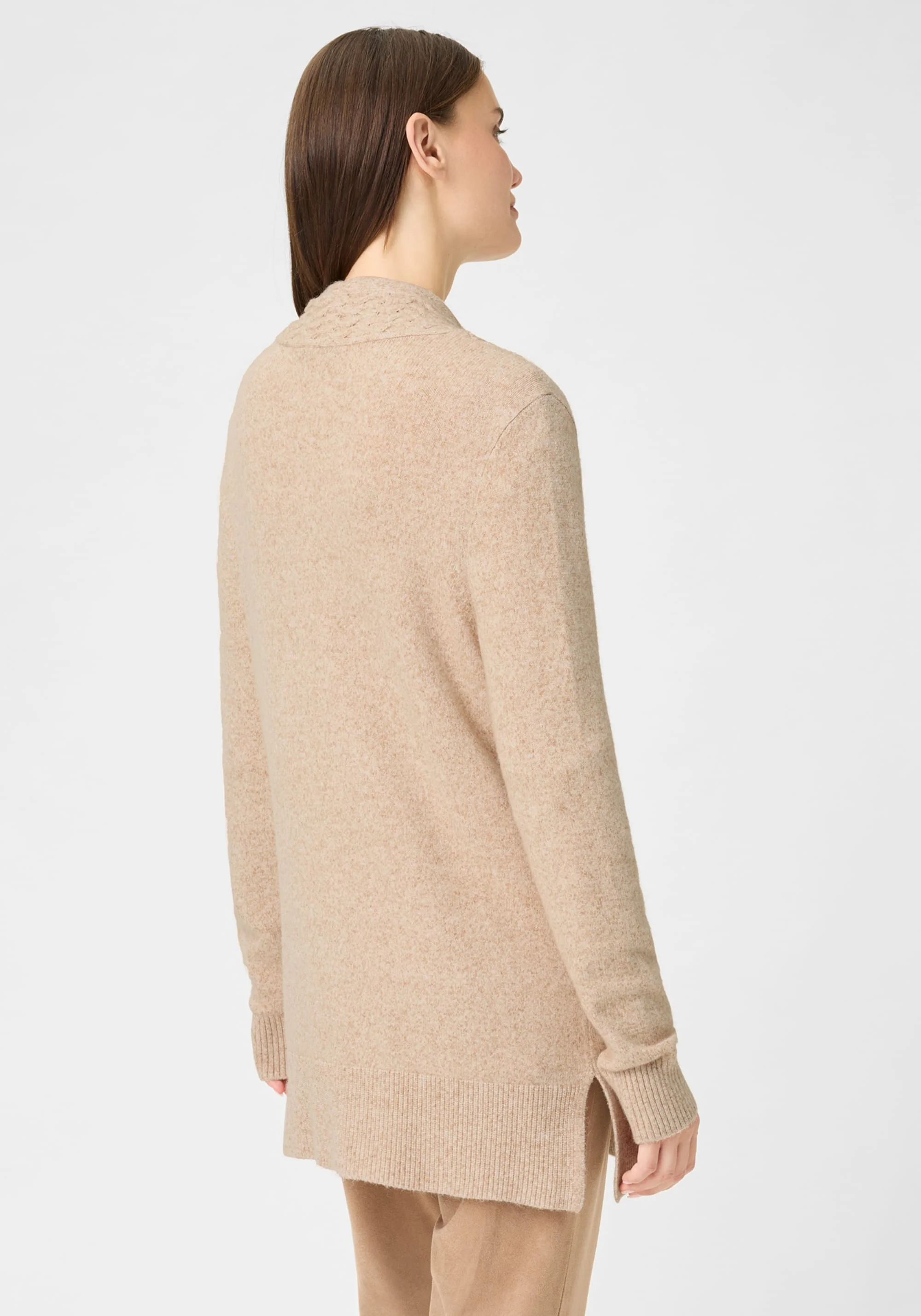 Long Line Cardigan with Cable Knit Trim - Image 4