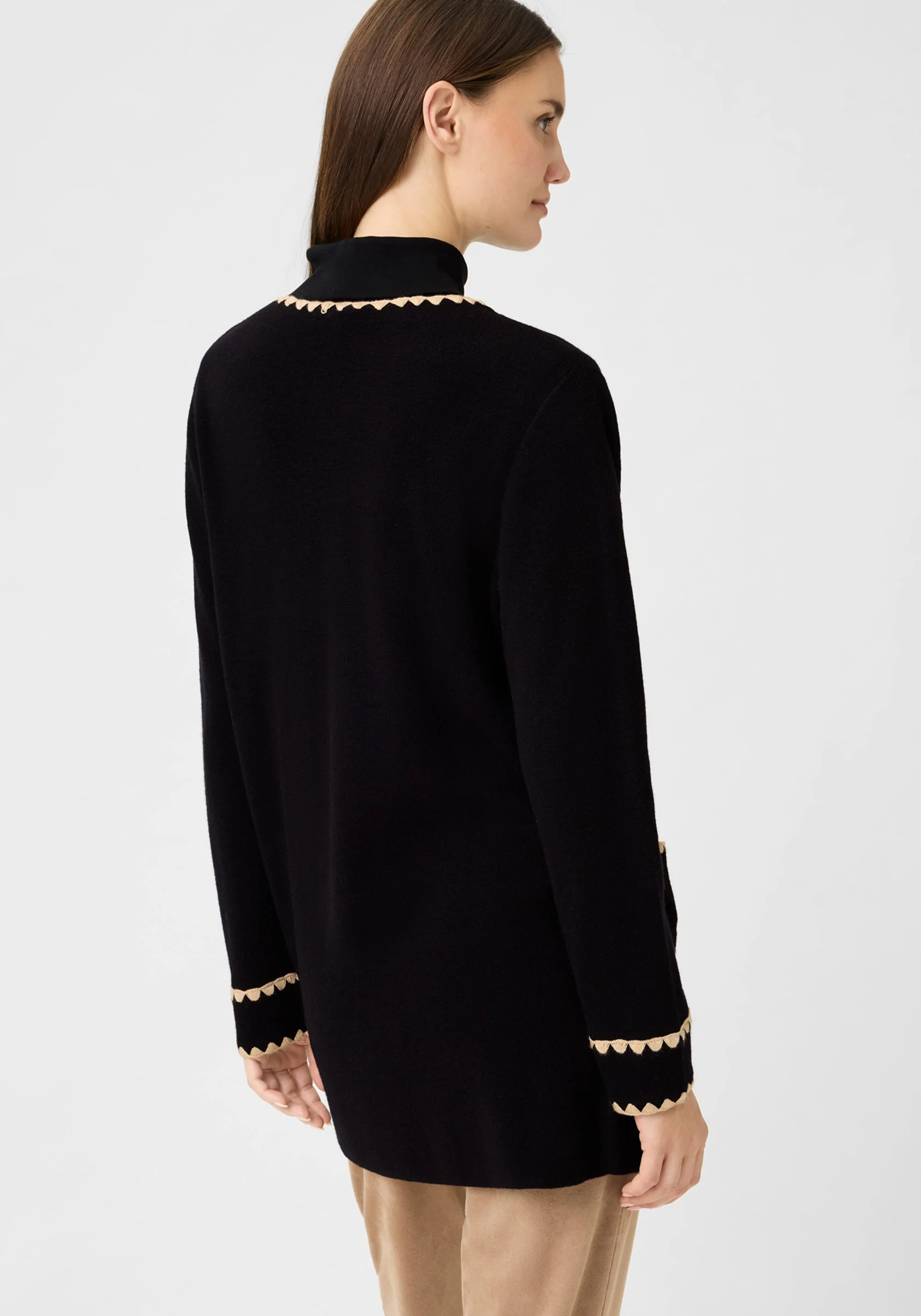 Long Line Embroidered Trim Cardigan - Image 3