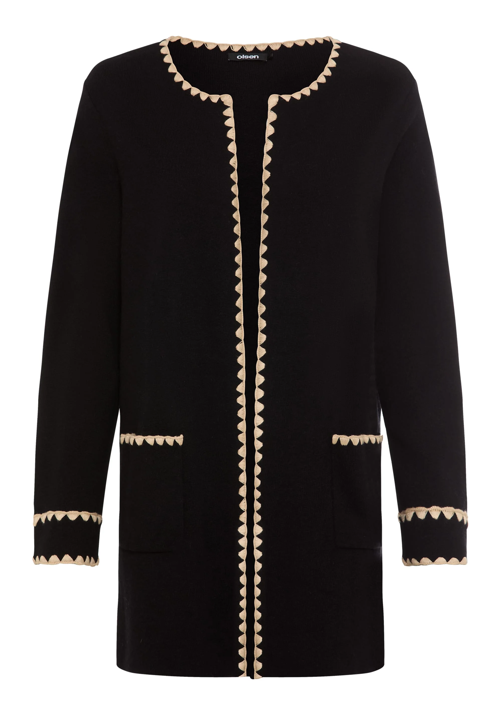 Long Line Embroidered Trim Cardigan - Image 6
