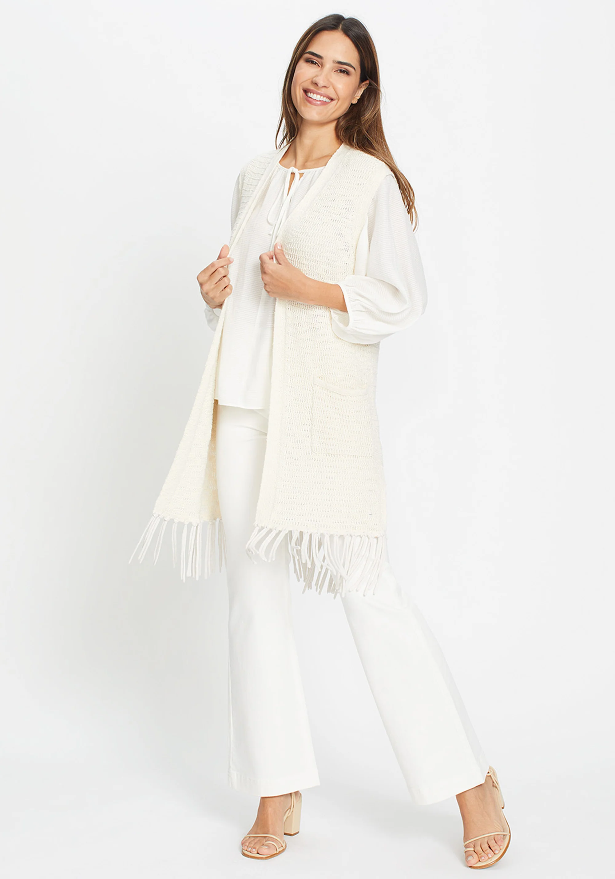 Longline Fringe Trim Vest - Image 2