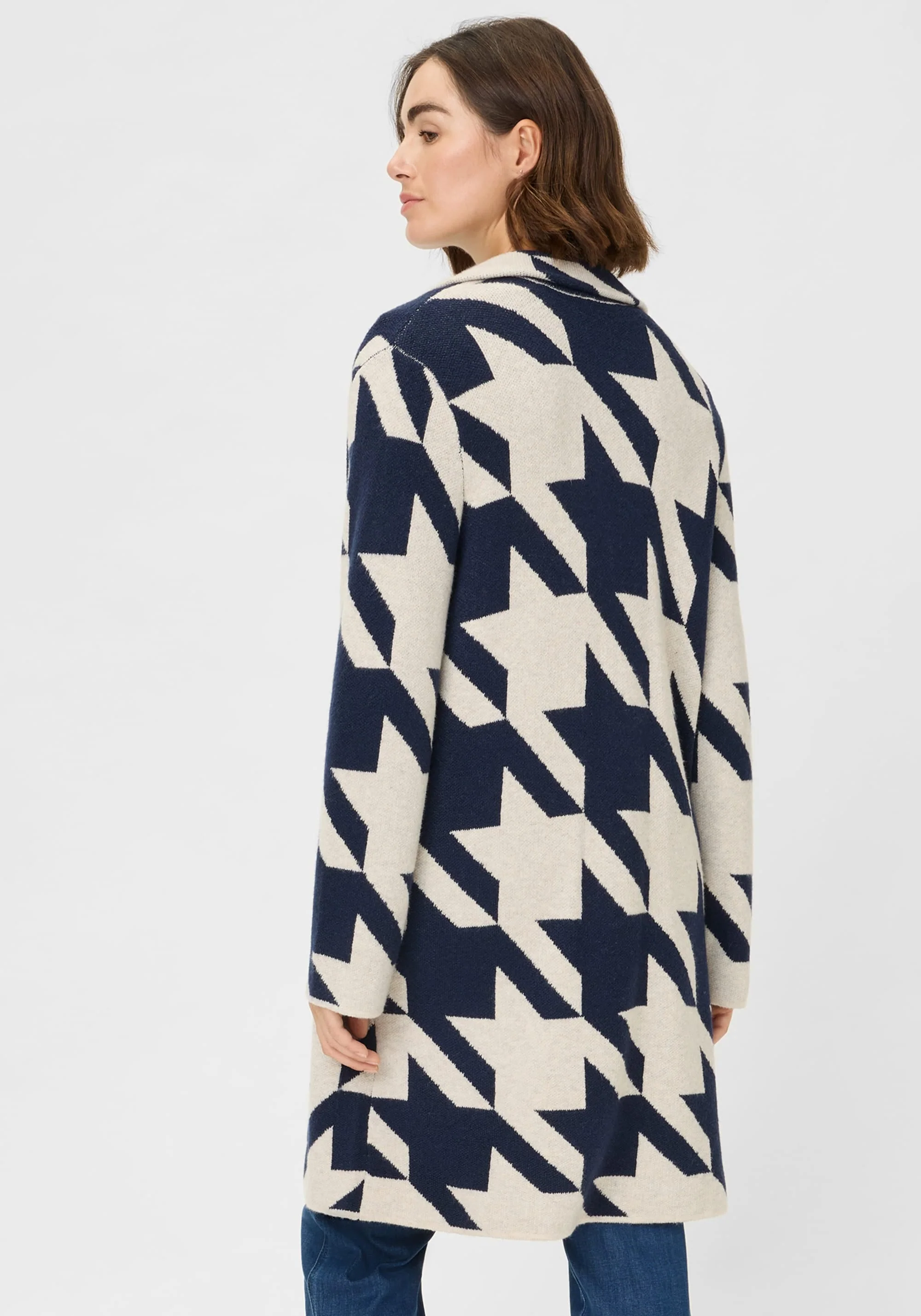 Longline Houndstooth Statement Cardigan - Image 3