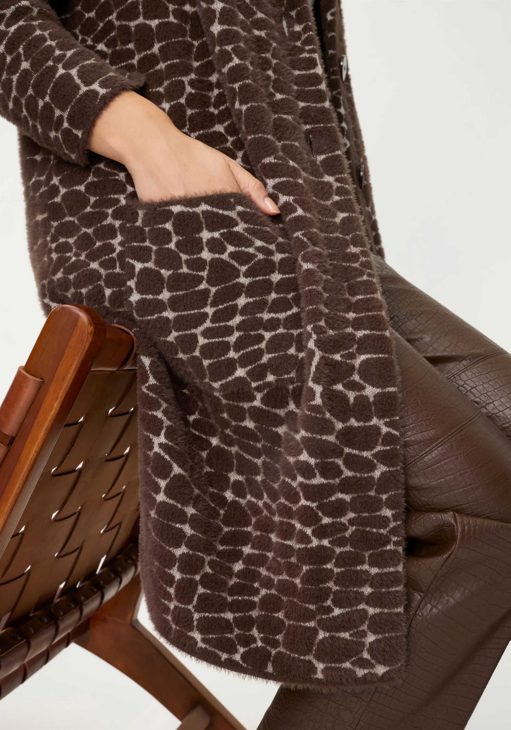 Longline Modern Animal Feather Coatigan - Image 5