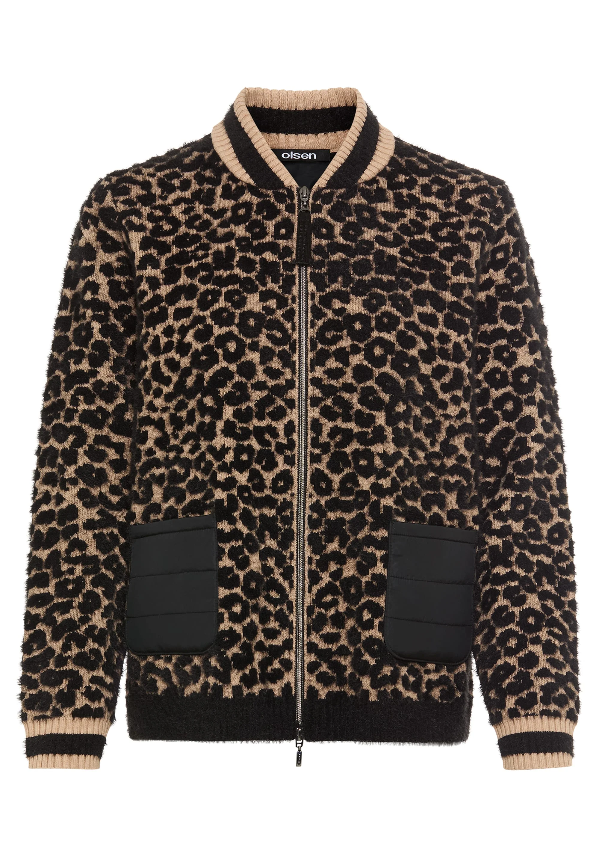 Mixed Media Leopard Zip Front Cardigan - Image 6