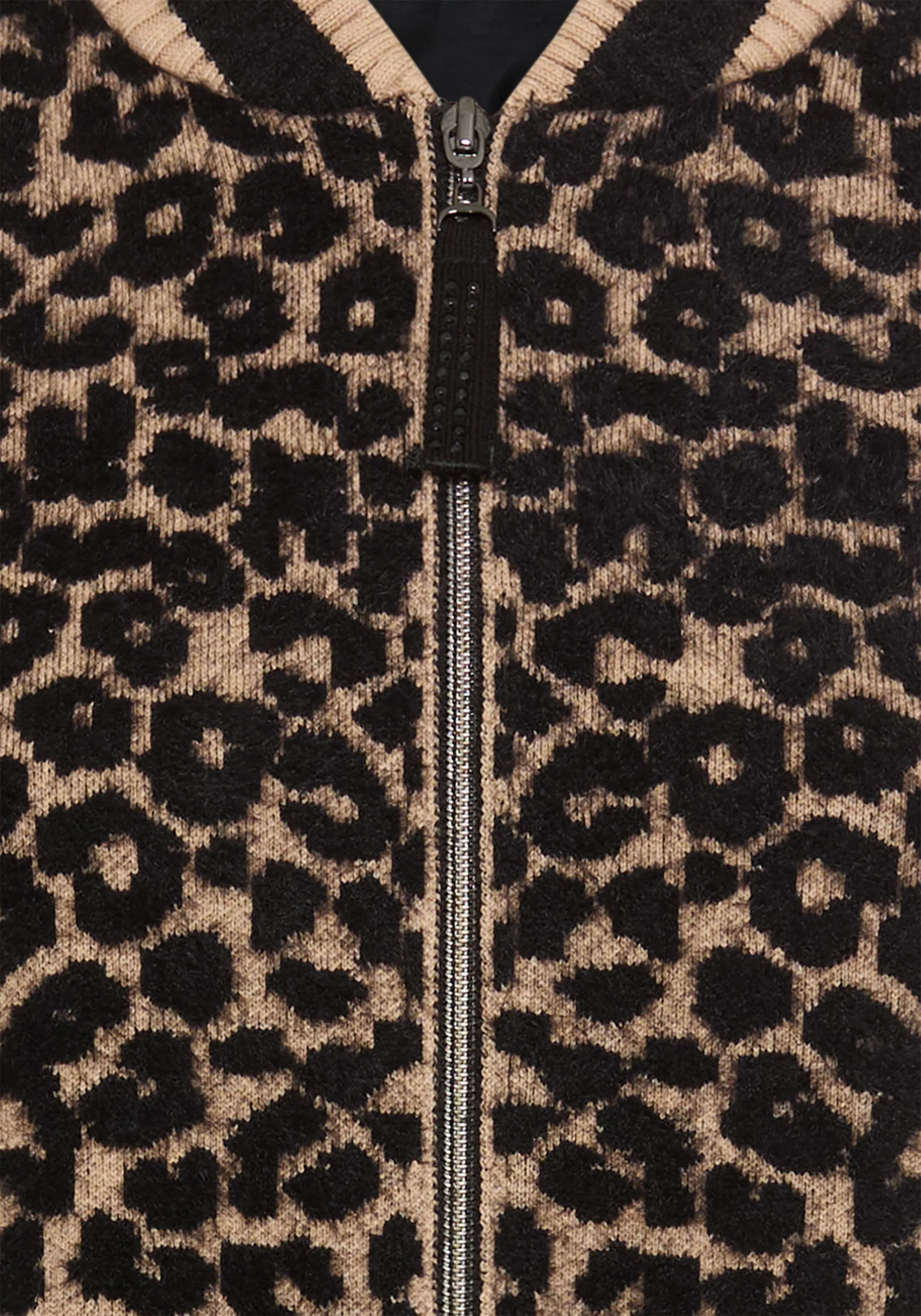 Mixed Media Leopard Zip Front Cardigan - Image 8