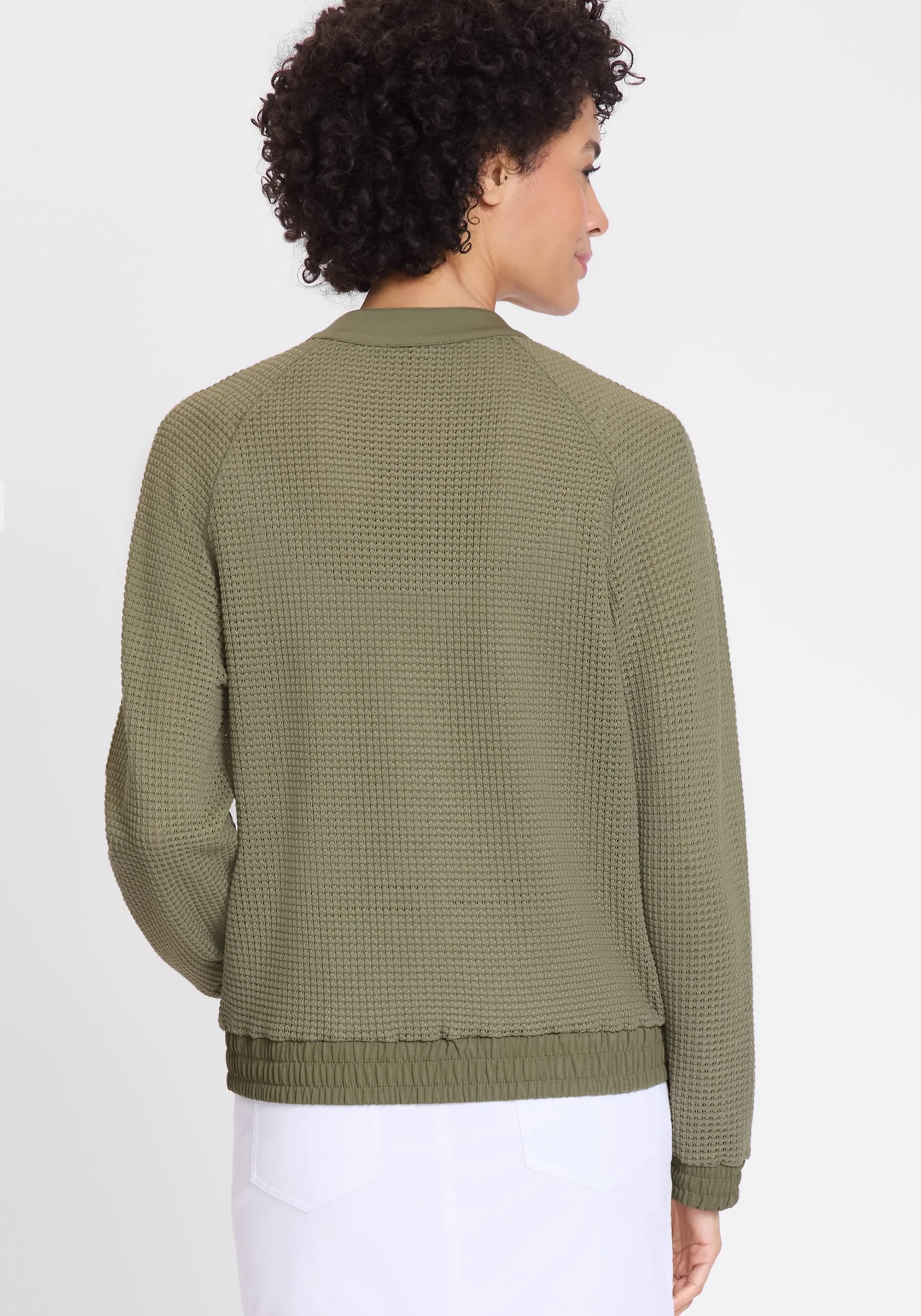 Mixed Media Zip Front Bomber Jacket - Image 3