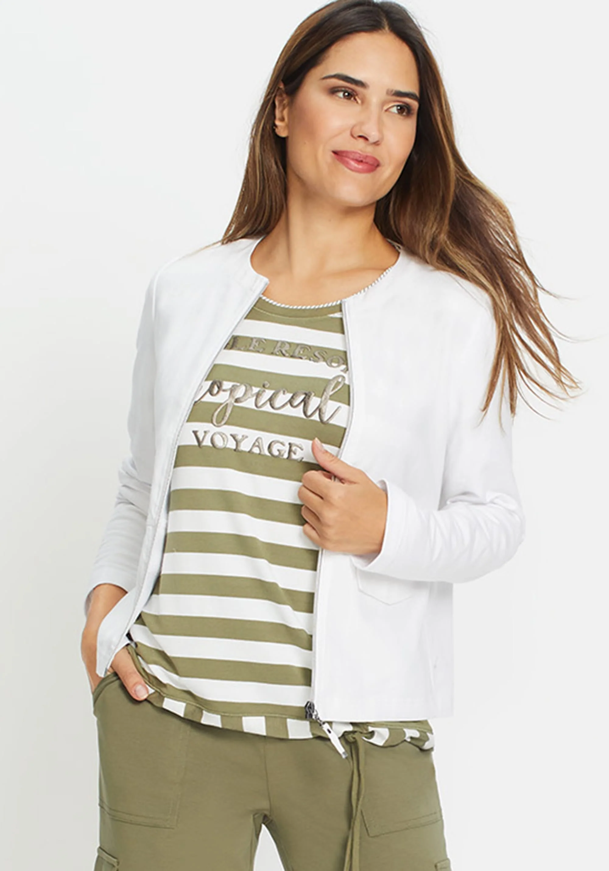 Mixed Media Zip Front Jacket