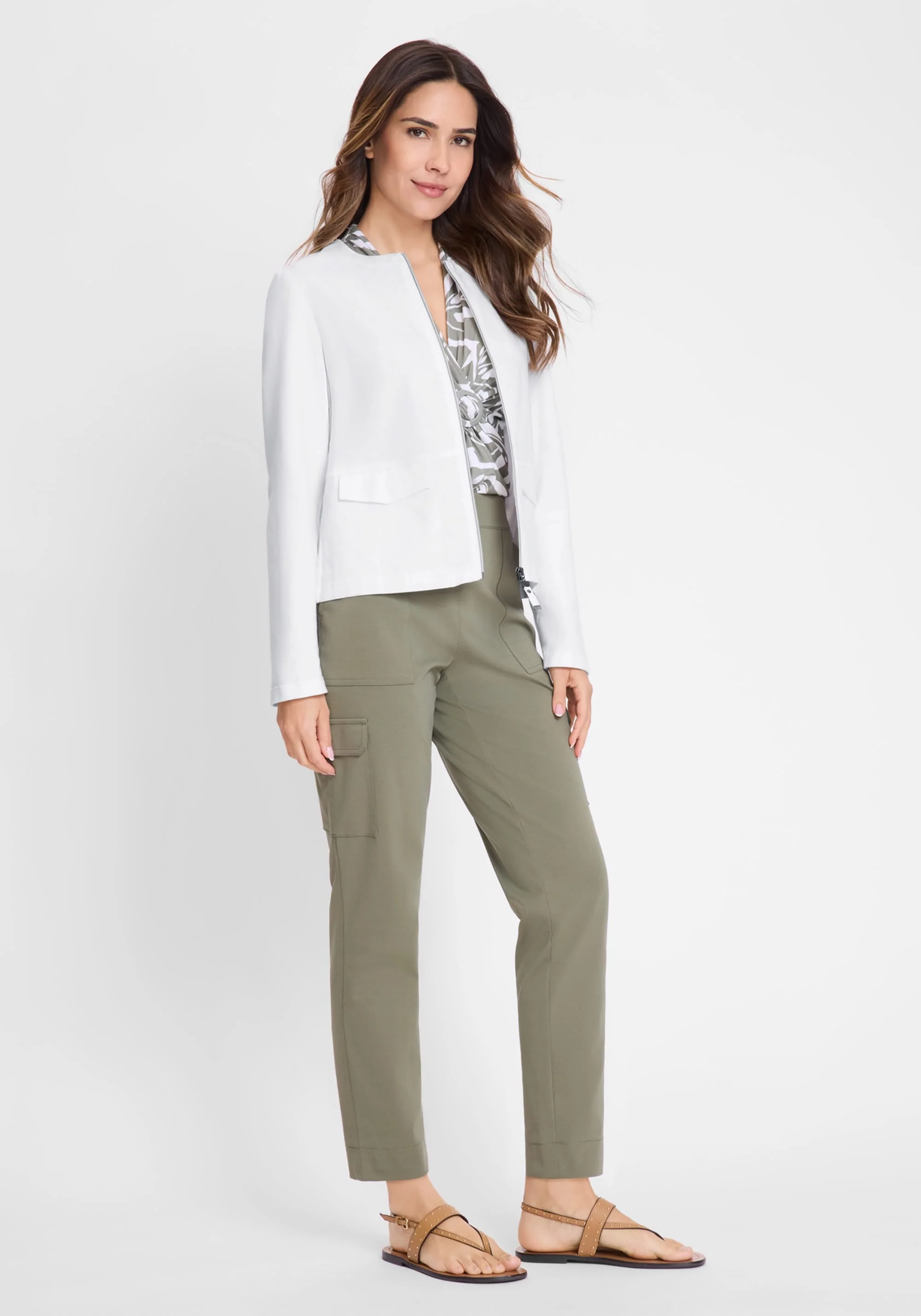 Mixed Media Zip Front Jacket - Image 4