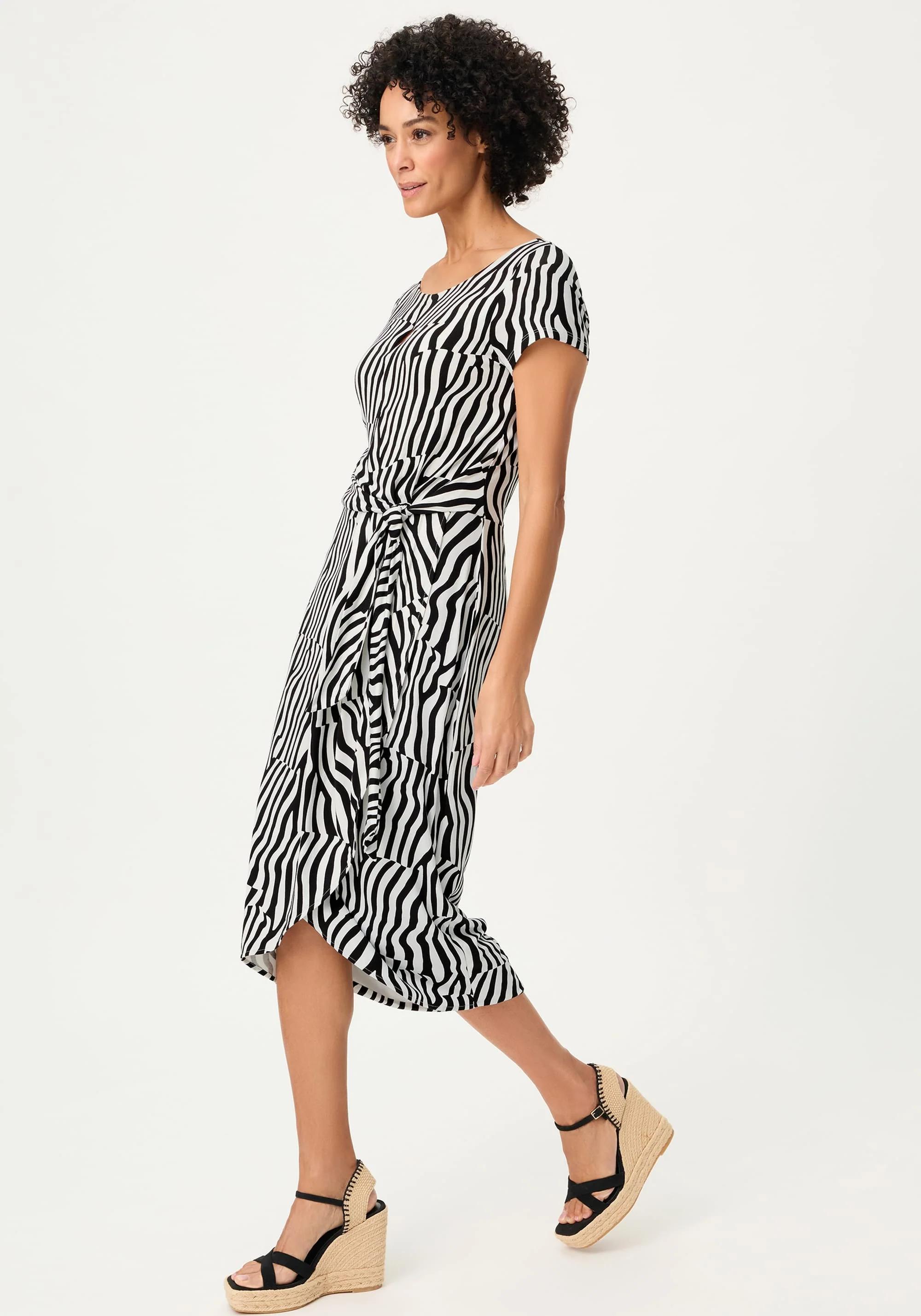 Modern Zebra Faux Wrap Dress - Image 3