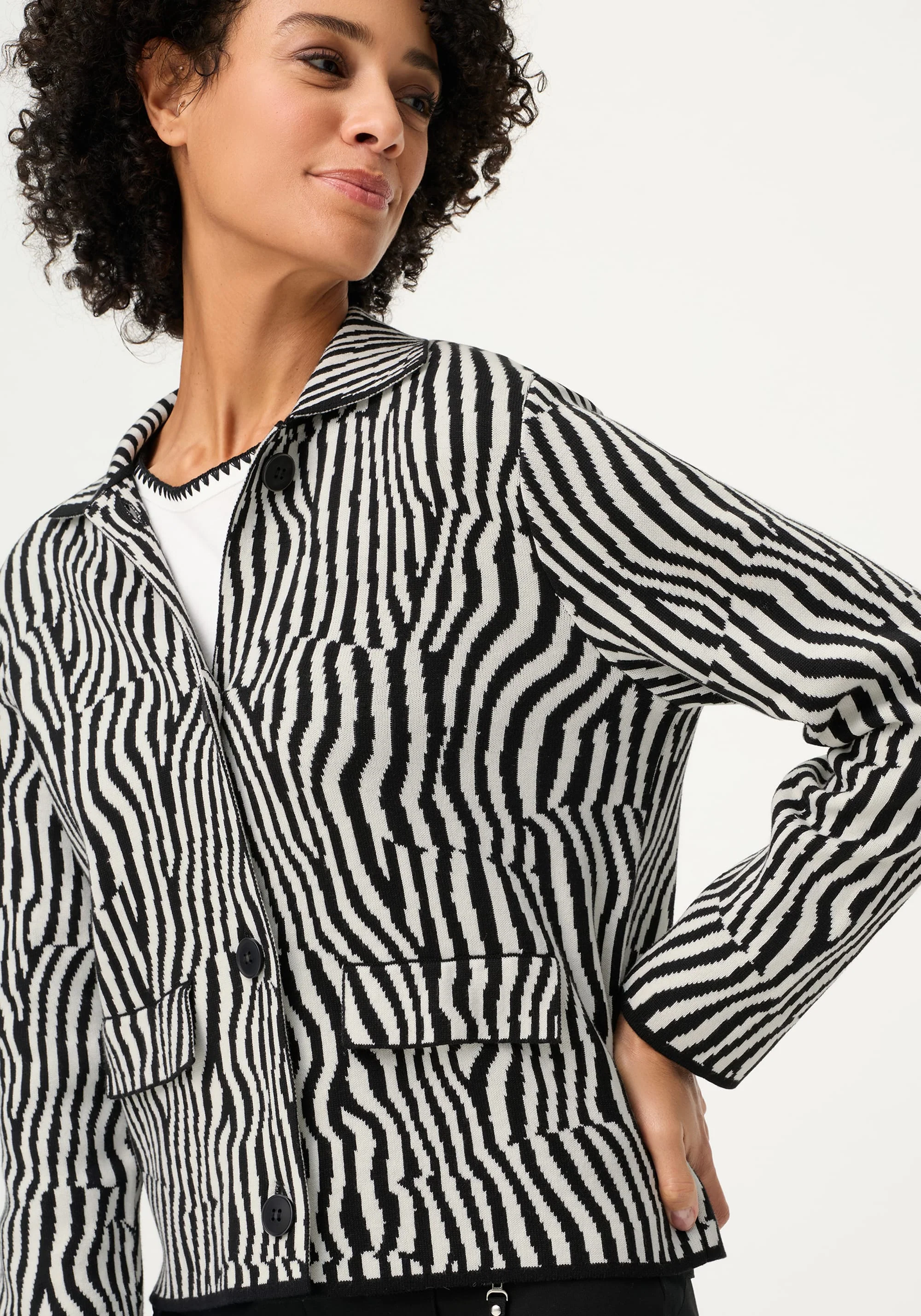 Modern Zebra Knit Cardigan