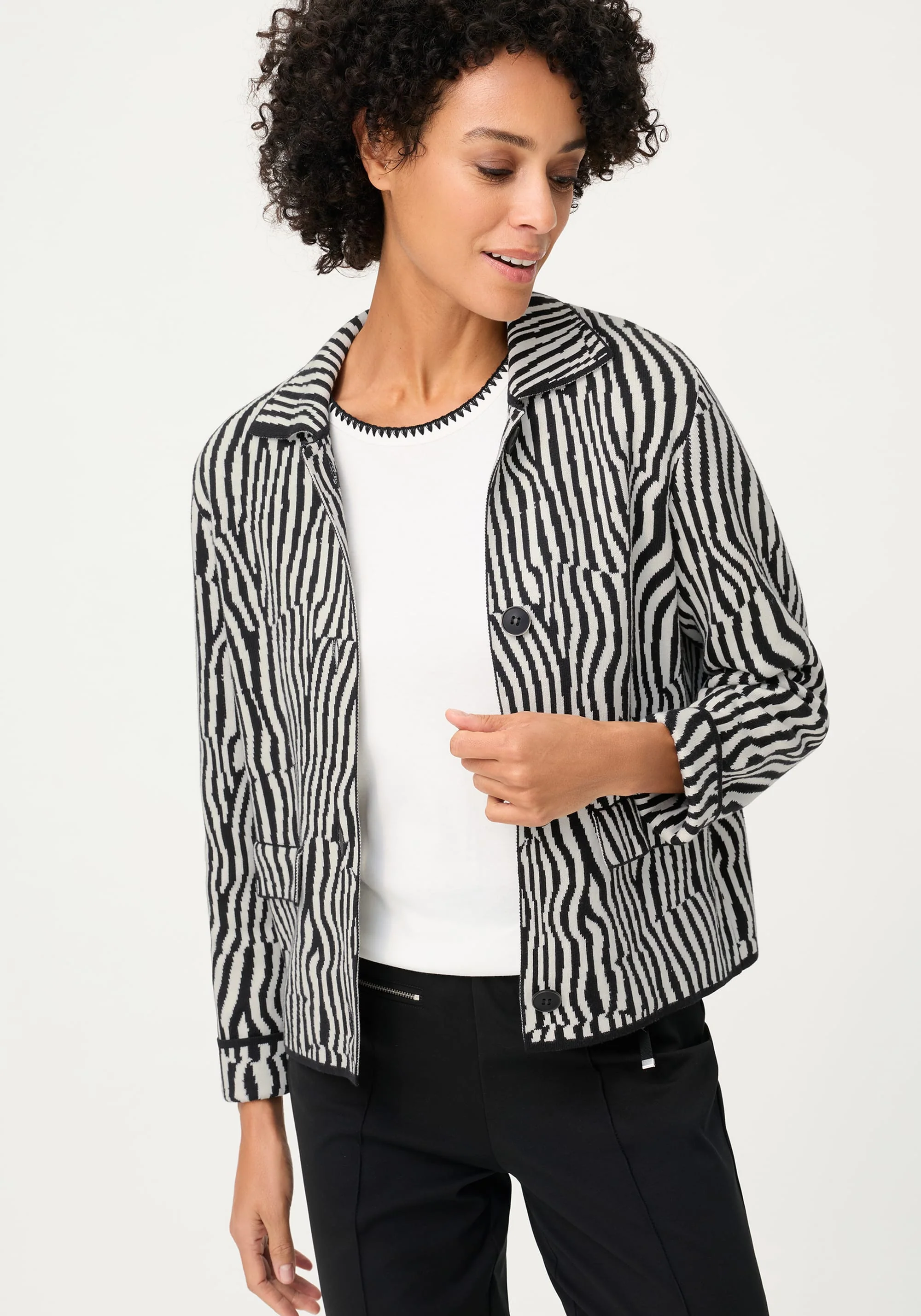 Modern Zebra Knit Cardigan - Image 2