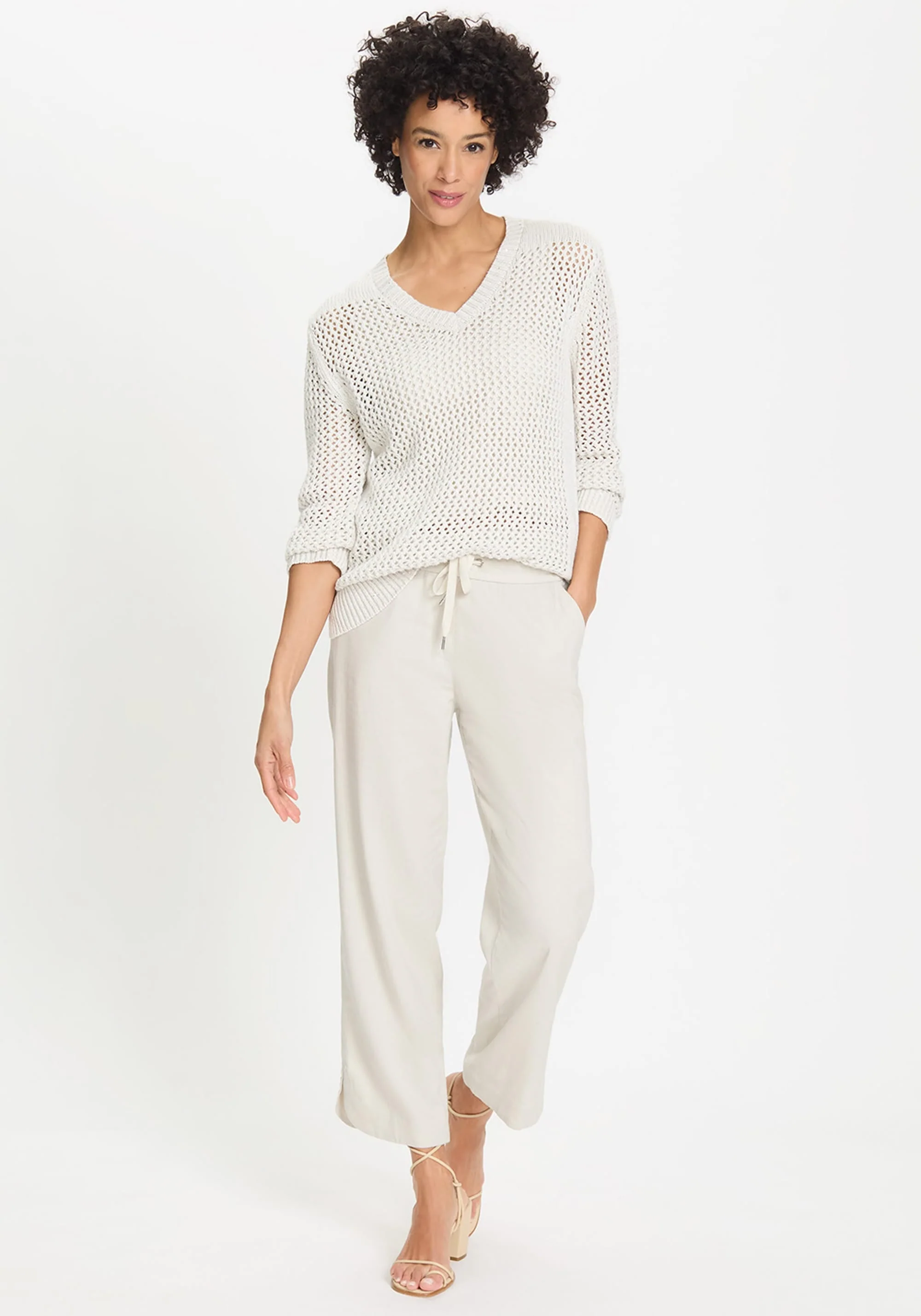 Mona Fit Pull-On Linen Blend Pant