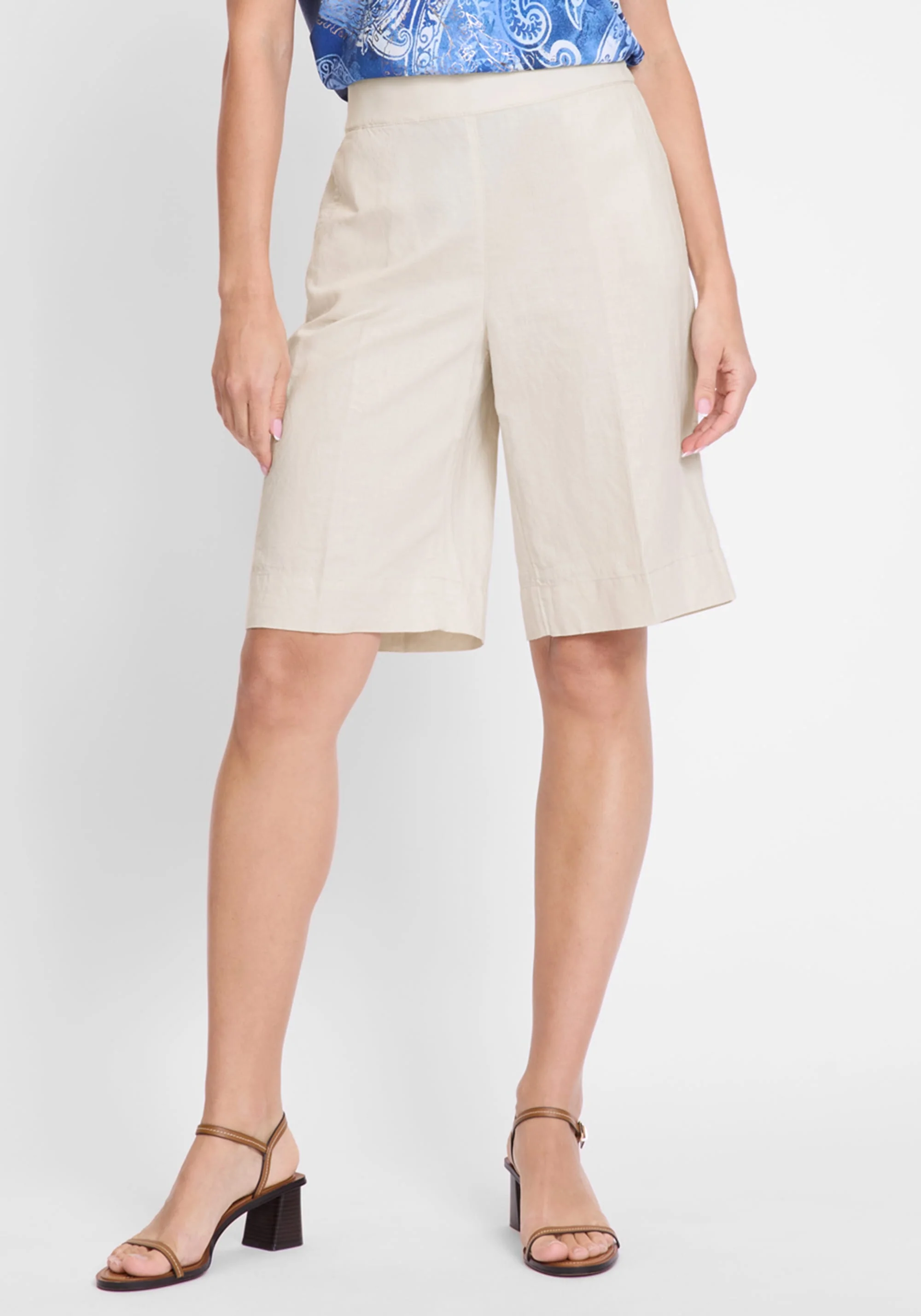 Mona Fit Straight Cotton Linen Short