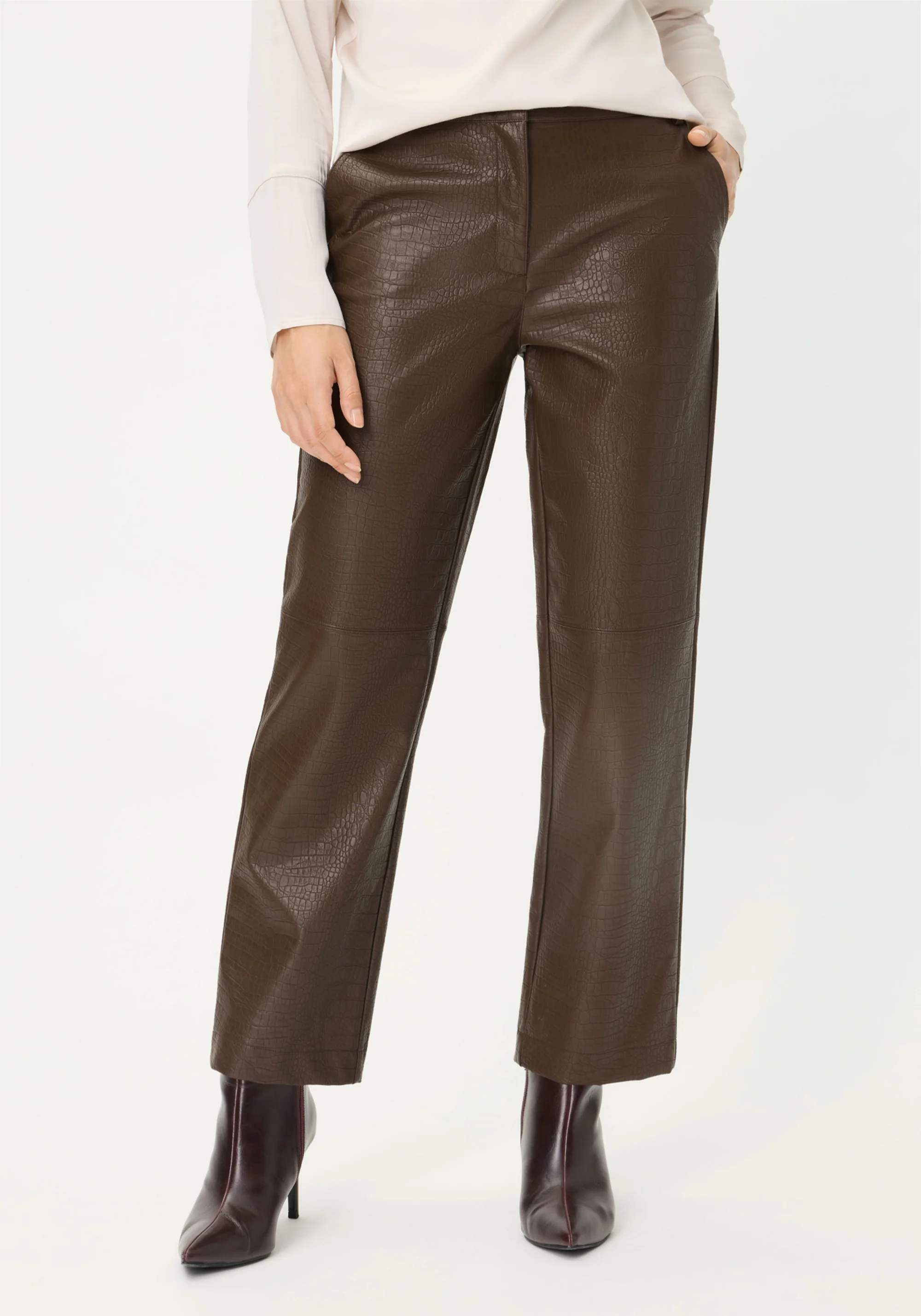 Mona Fit Straight Leg Faux Croc Cropped Pant - Image 2