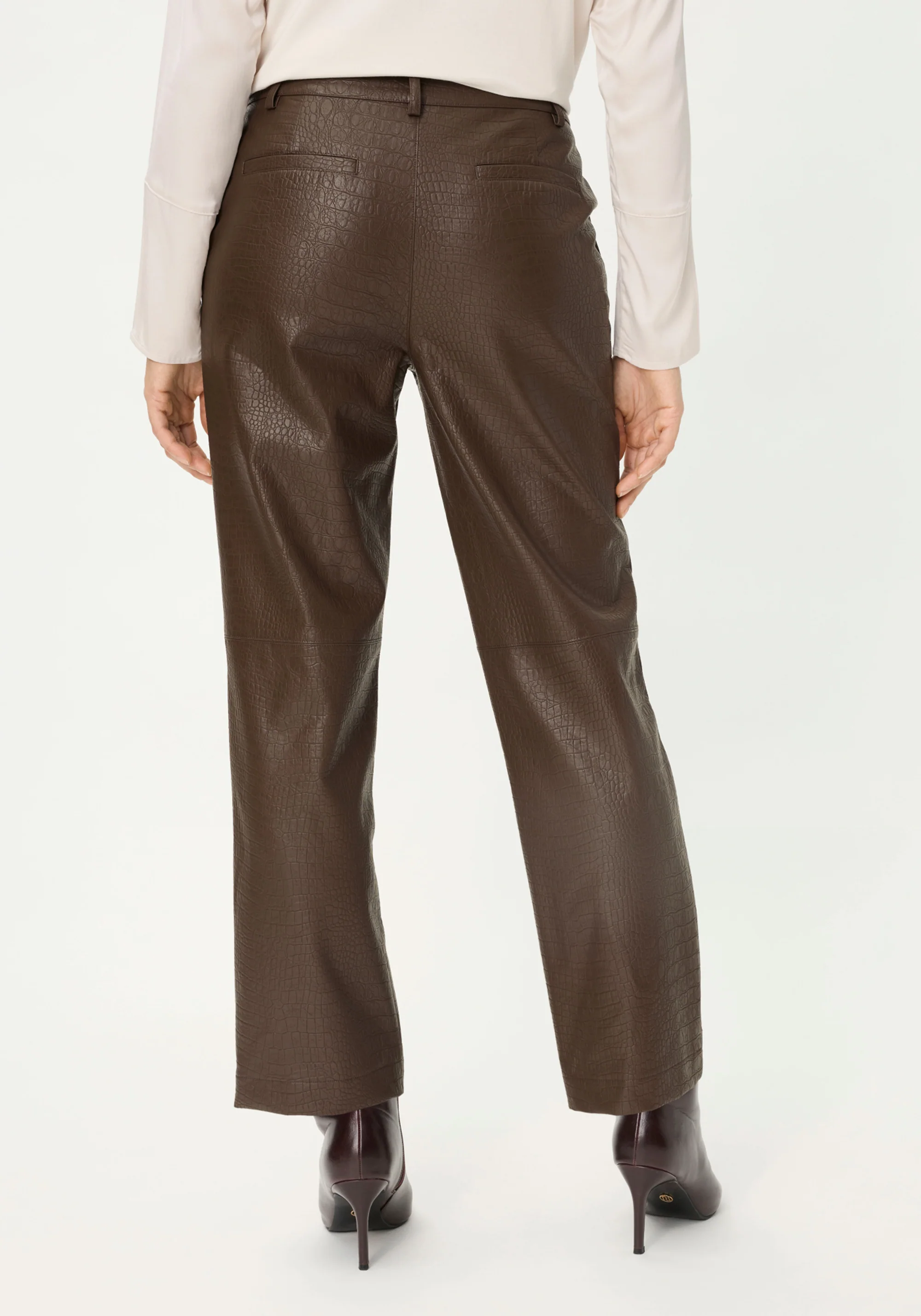 Mona Fit Straight Leg Faux Croc Cropped Pant - Image 3