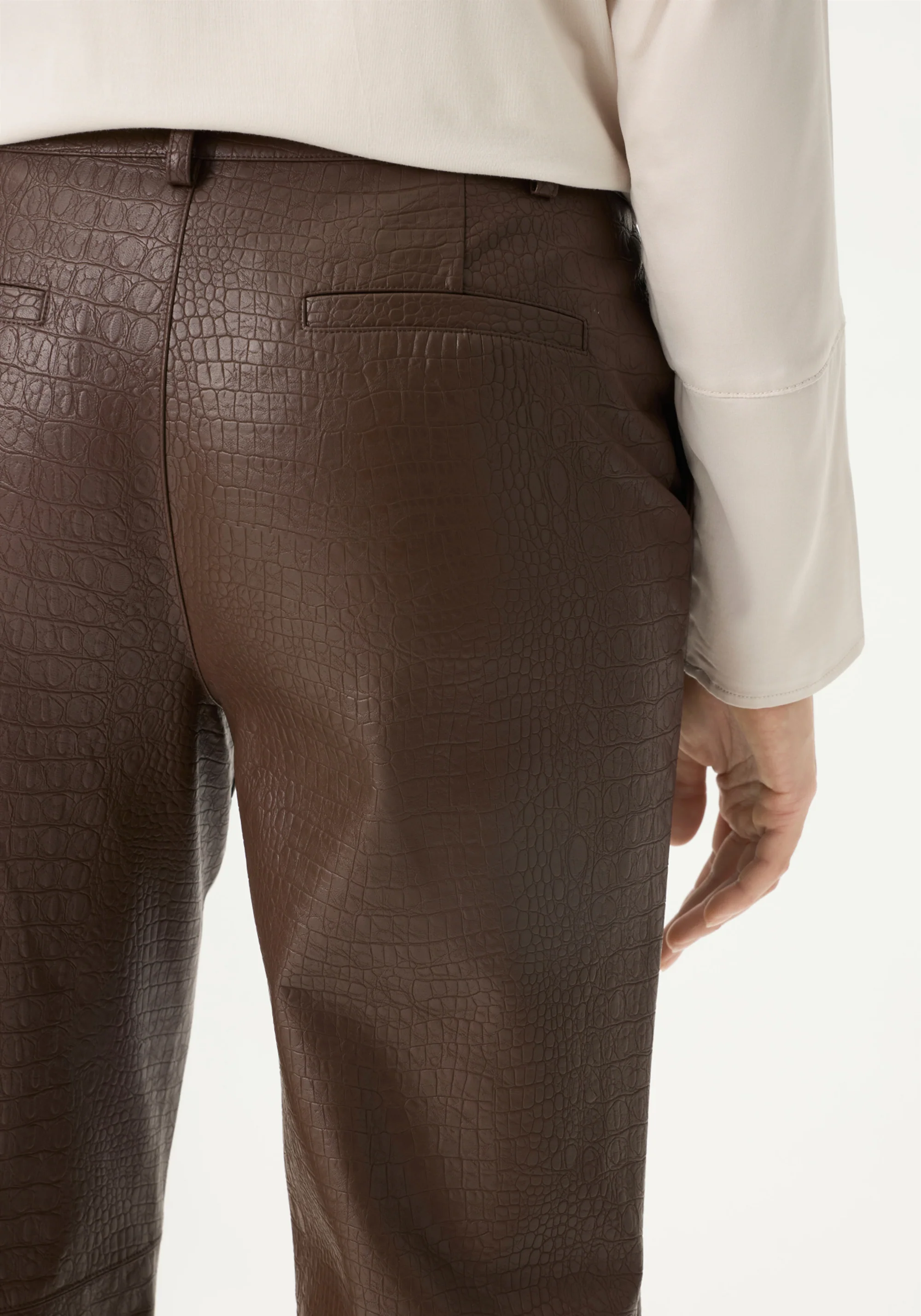Mona Fit Straight Leg Faux Croc Cropped Pant - Image 5