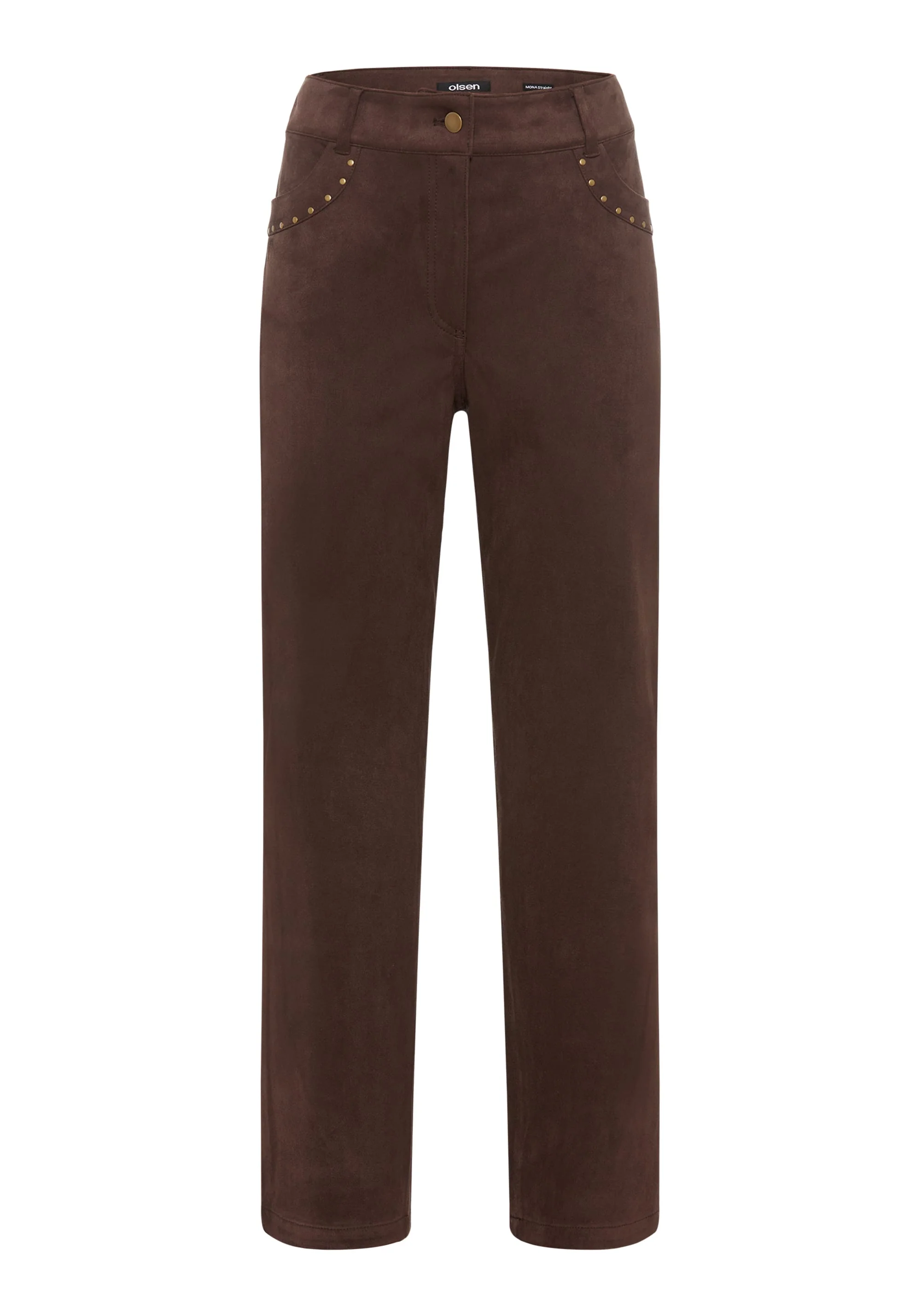 Mona Fit Straight Leg Faux Suede Trousers - Image 3