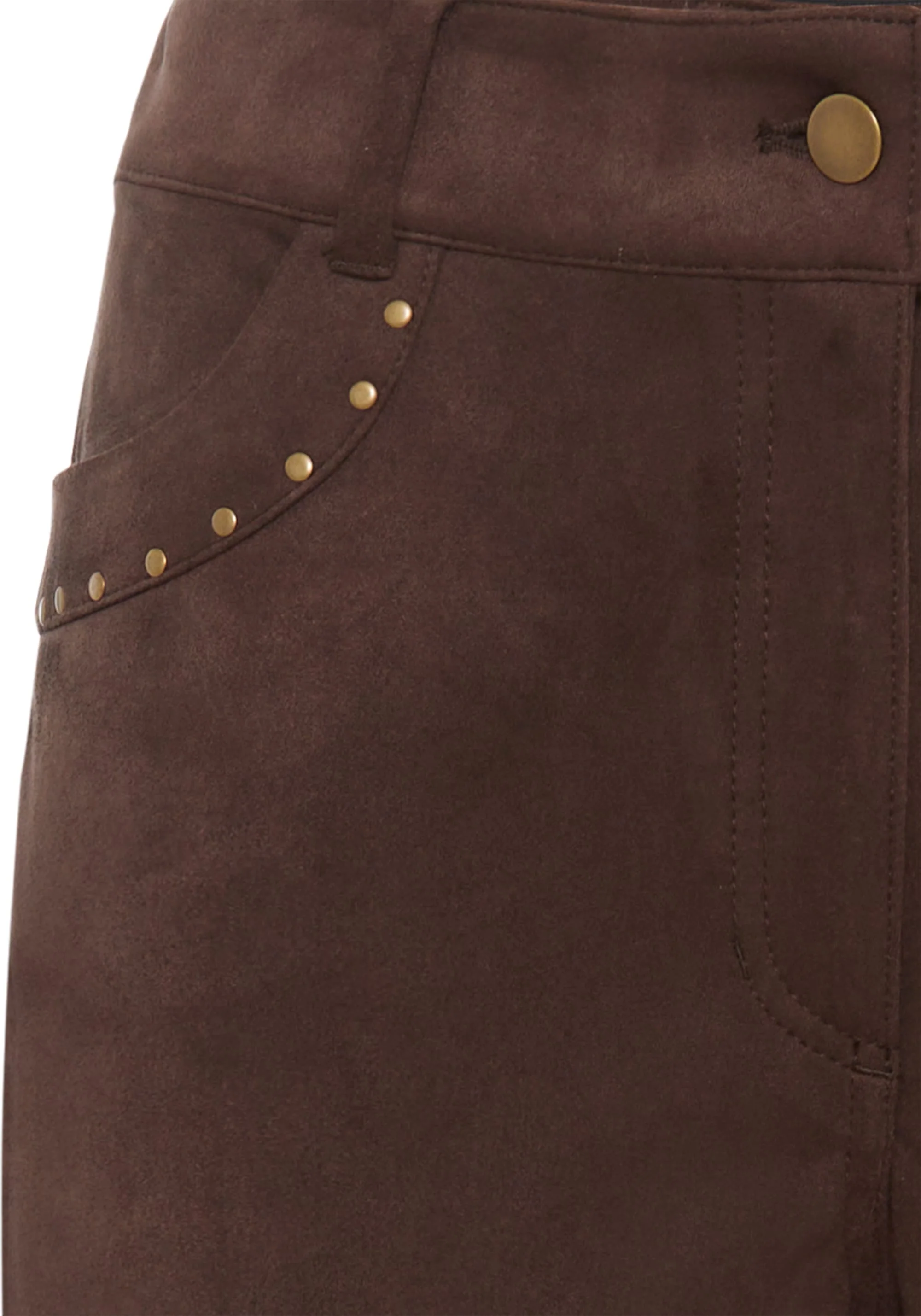 Mona Fit Straight Leg Faux Suede Trousers - Image 5