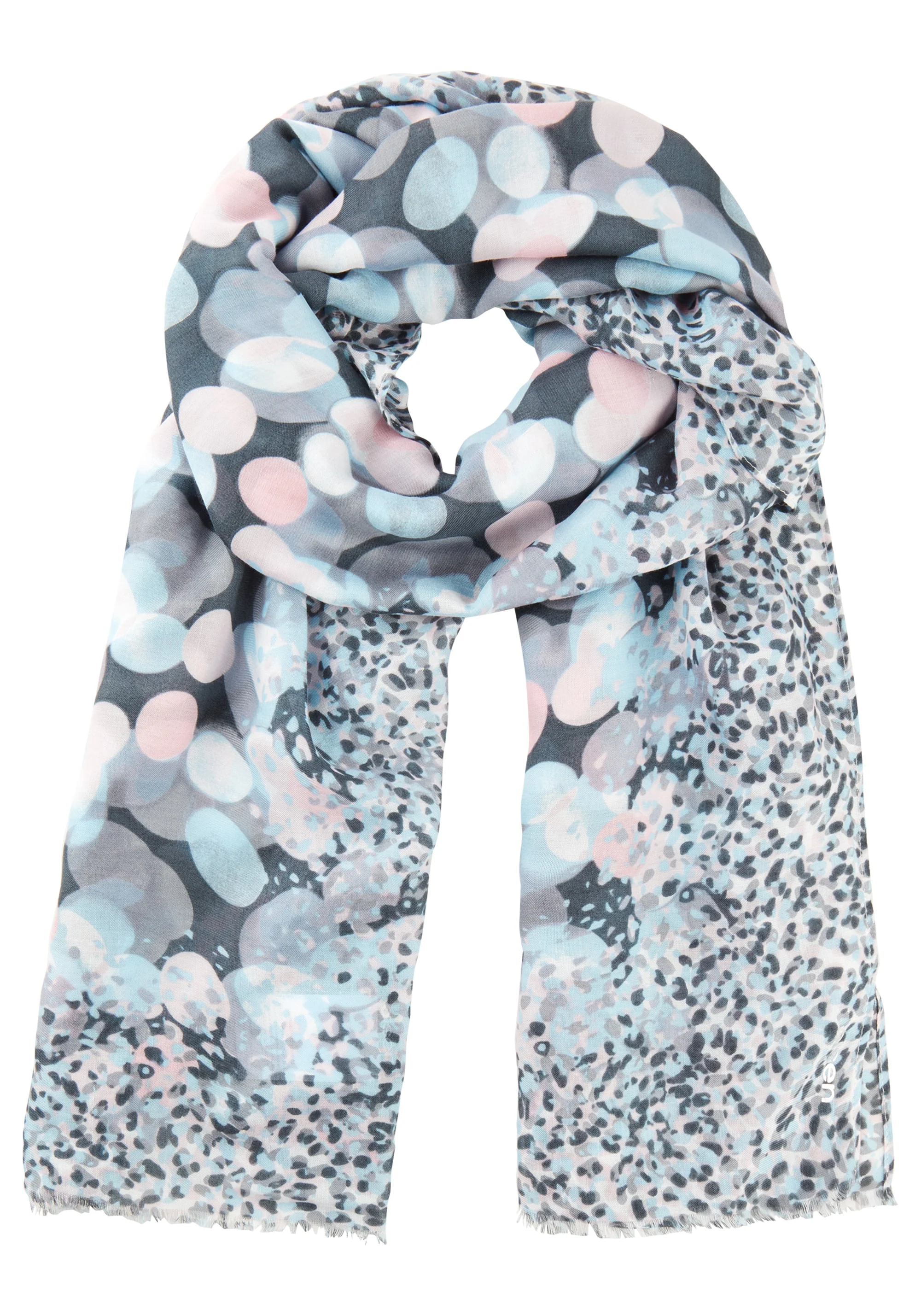 Multi-Print Scarf with Frayed Edge Trim - Image 2