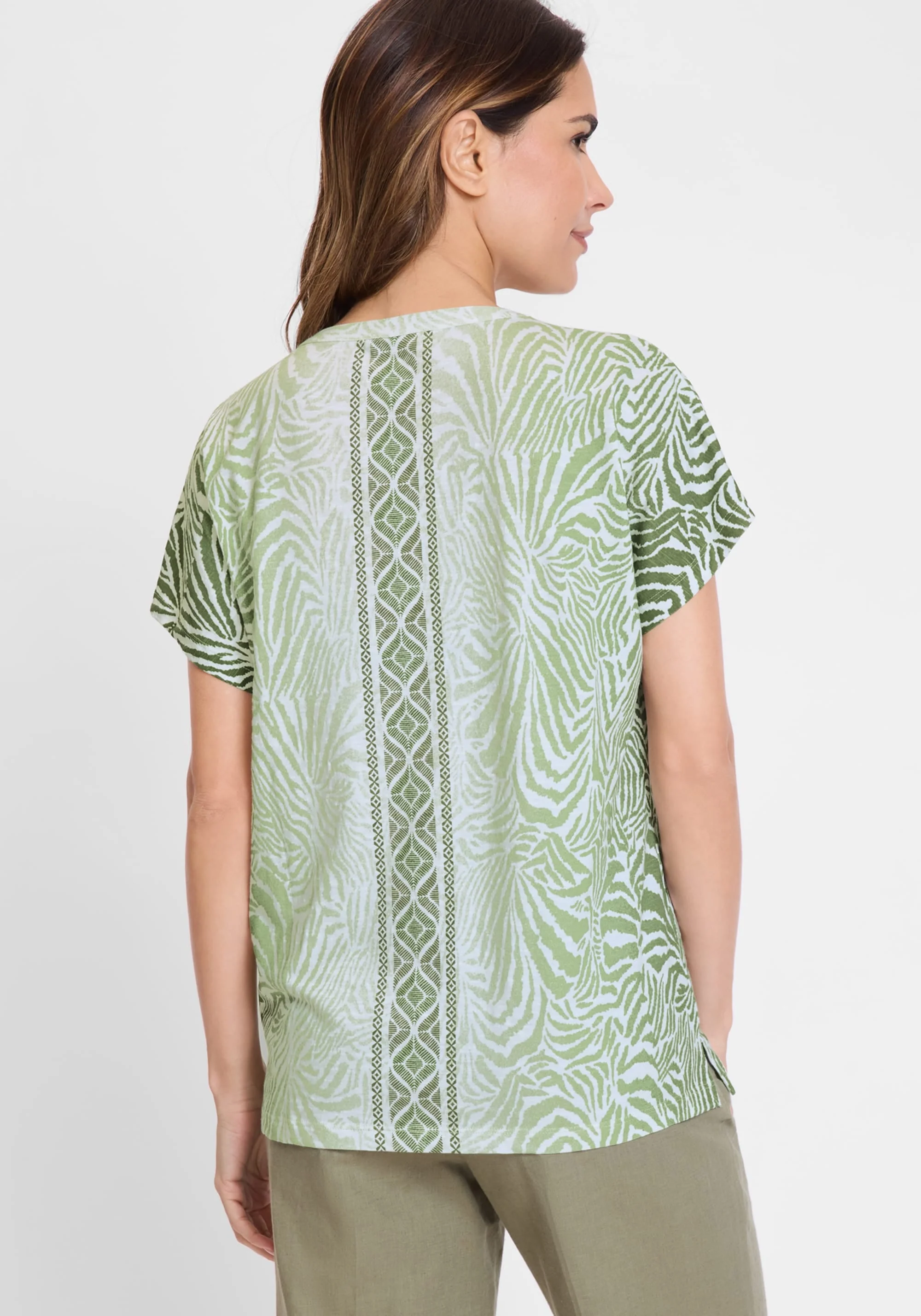 Multi-Print Tie Neck T-Shirt - Image 2