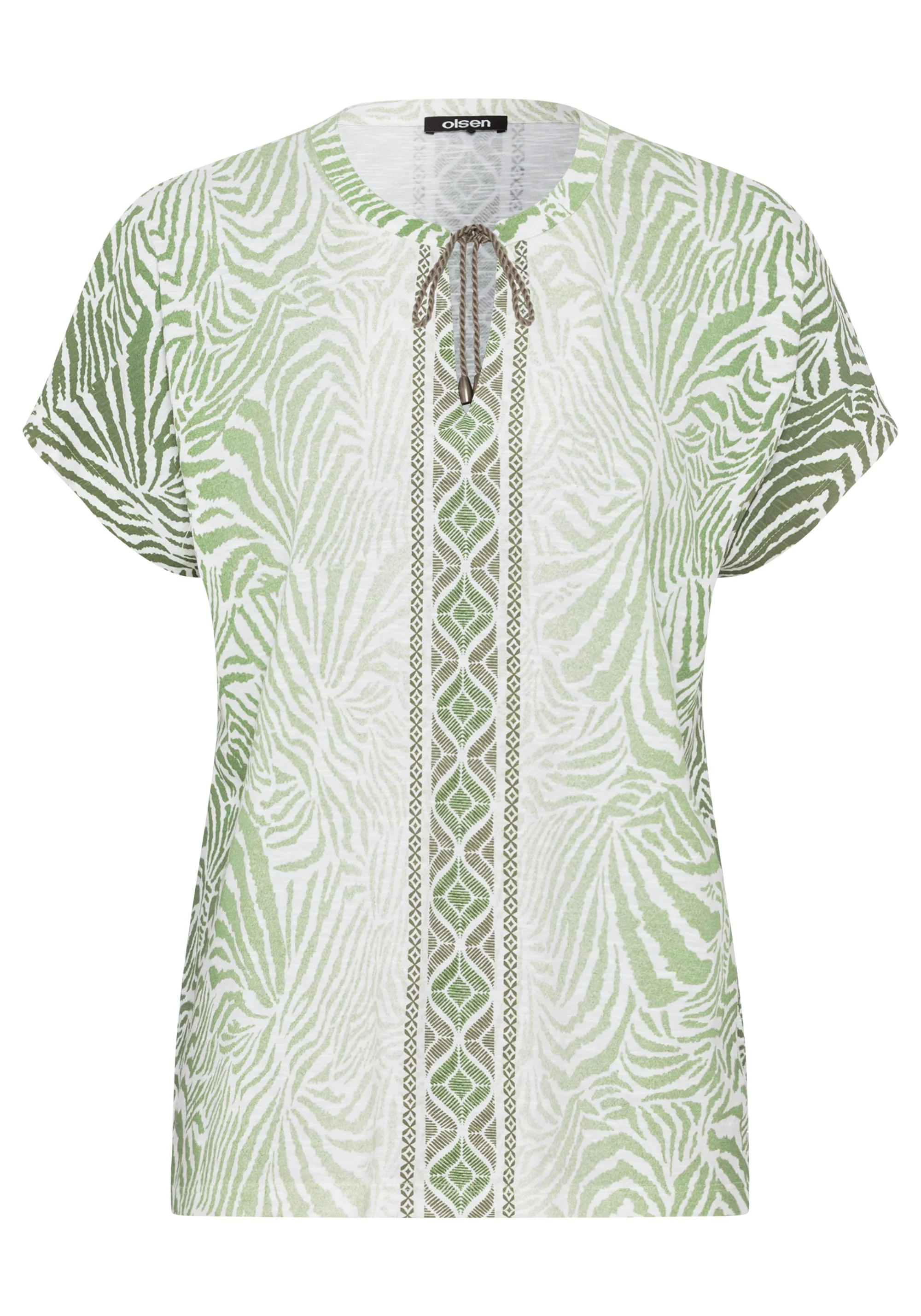 Multi-Print Tie Neck T-Shirt - Image 3