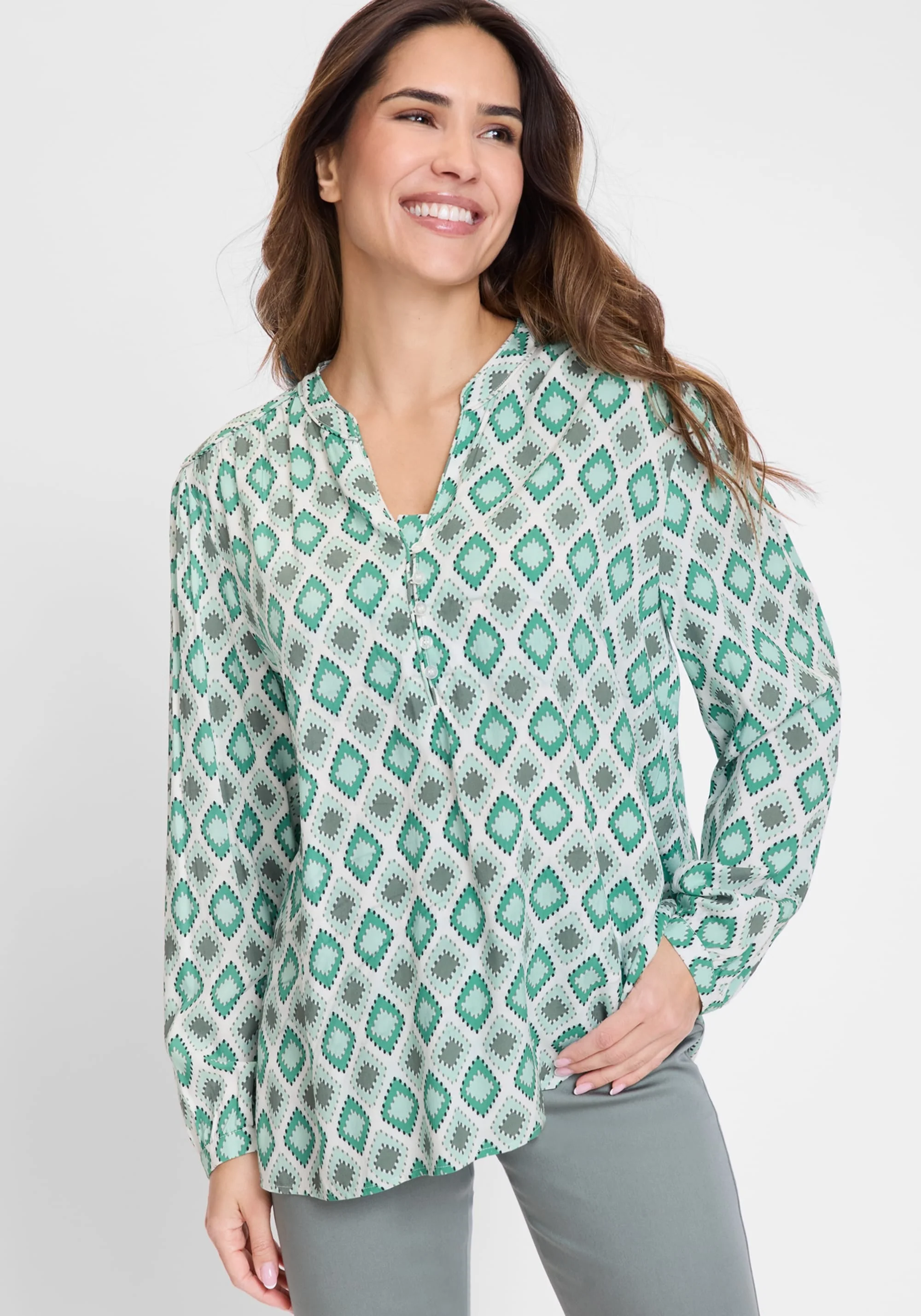 Ornamental Print Tunic Blouse