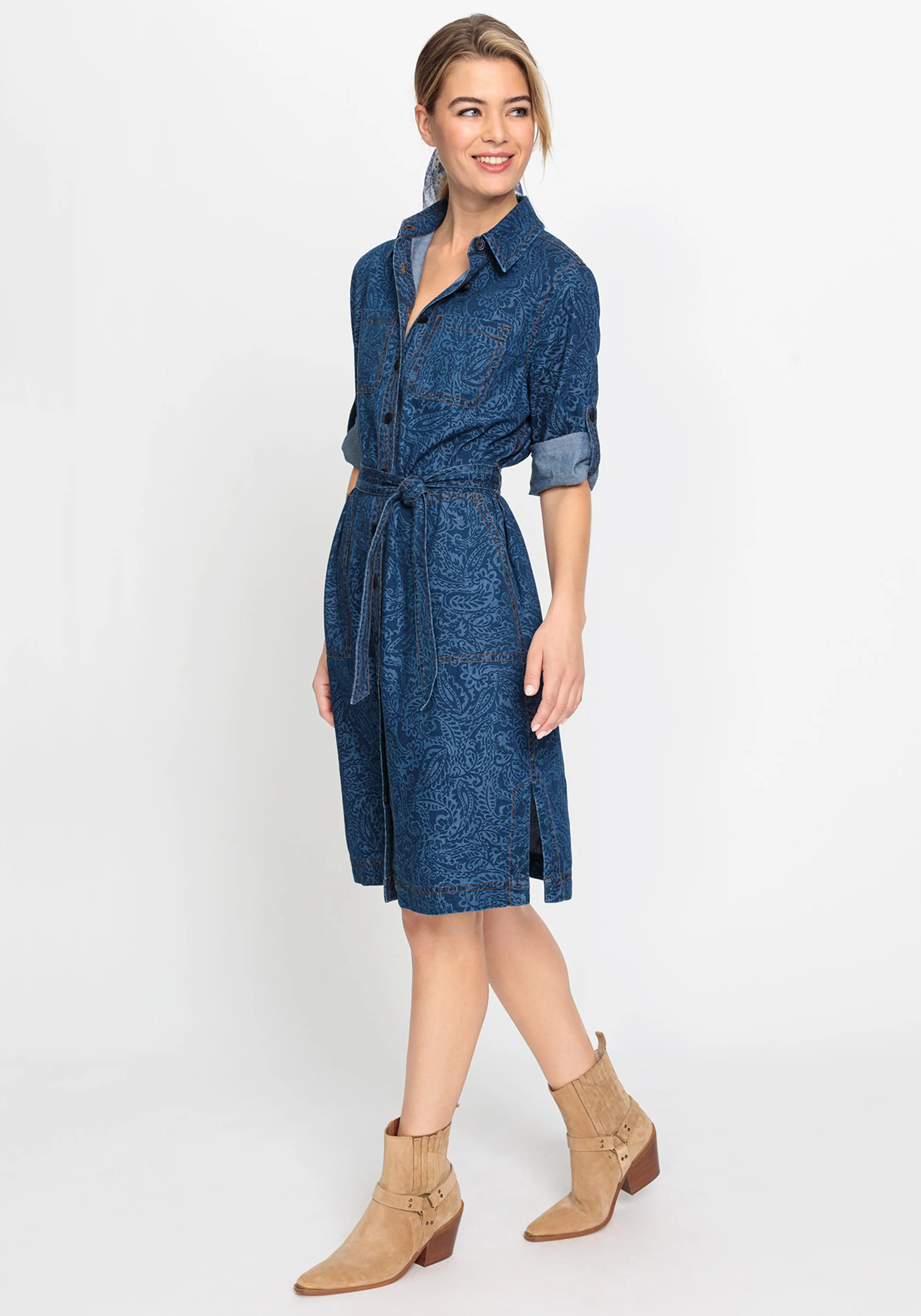 Paisley Denim Shirt Dress - Image 2