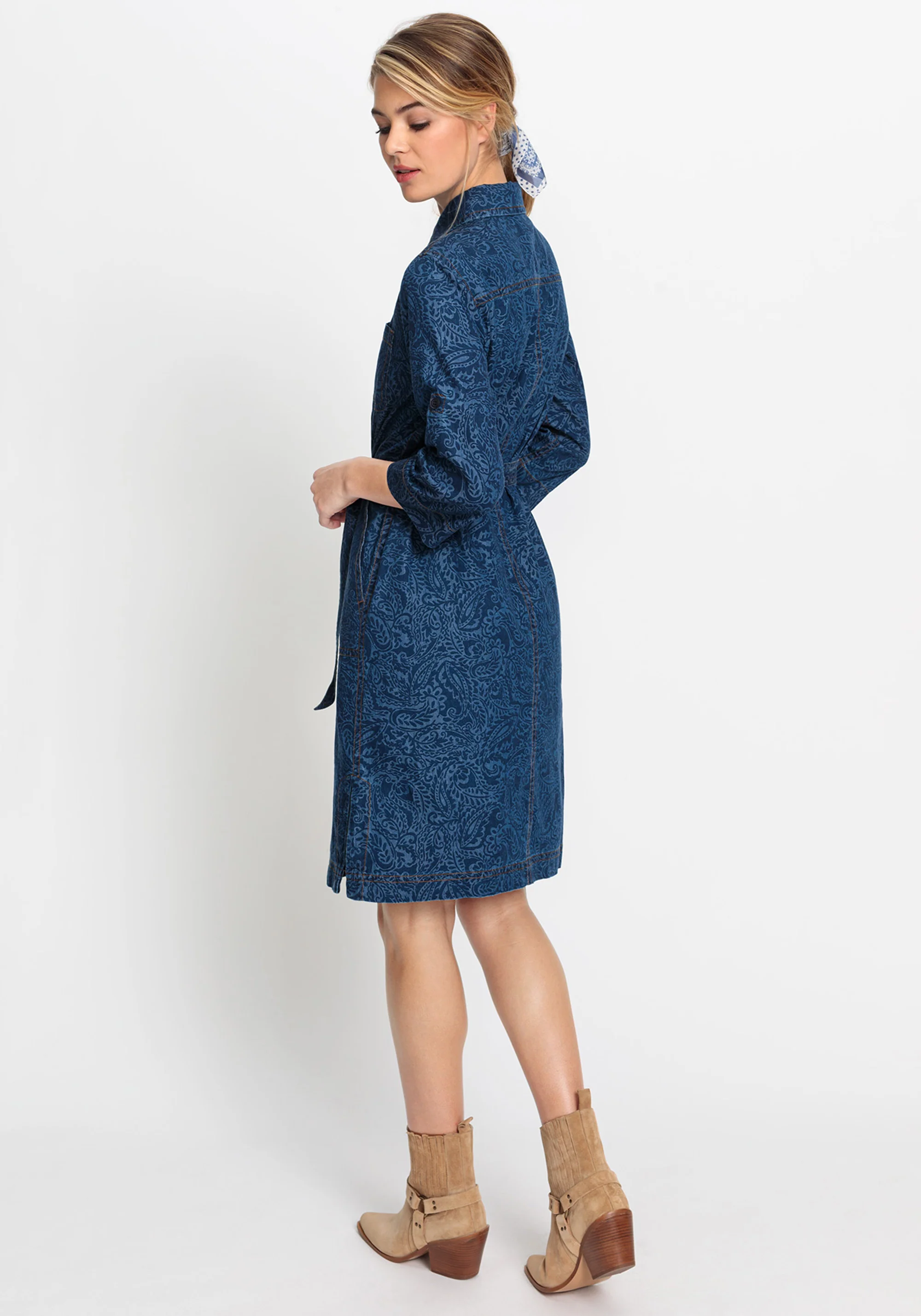 Paisley Denim Shirt Dress - Image 3