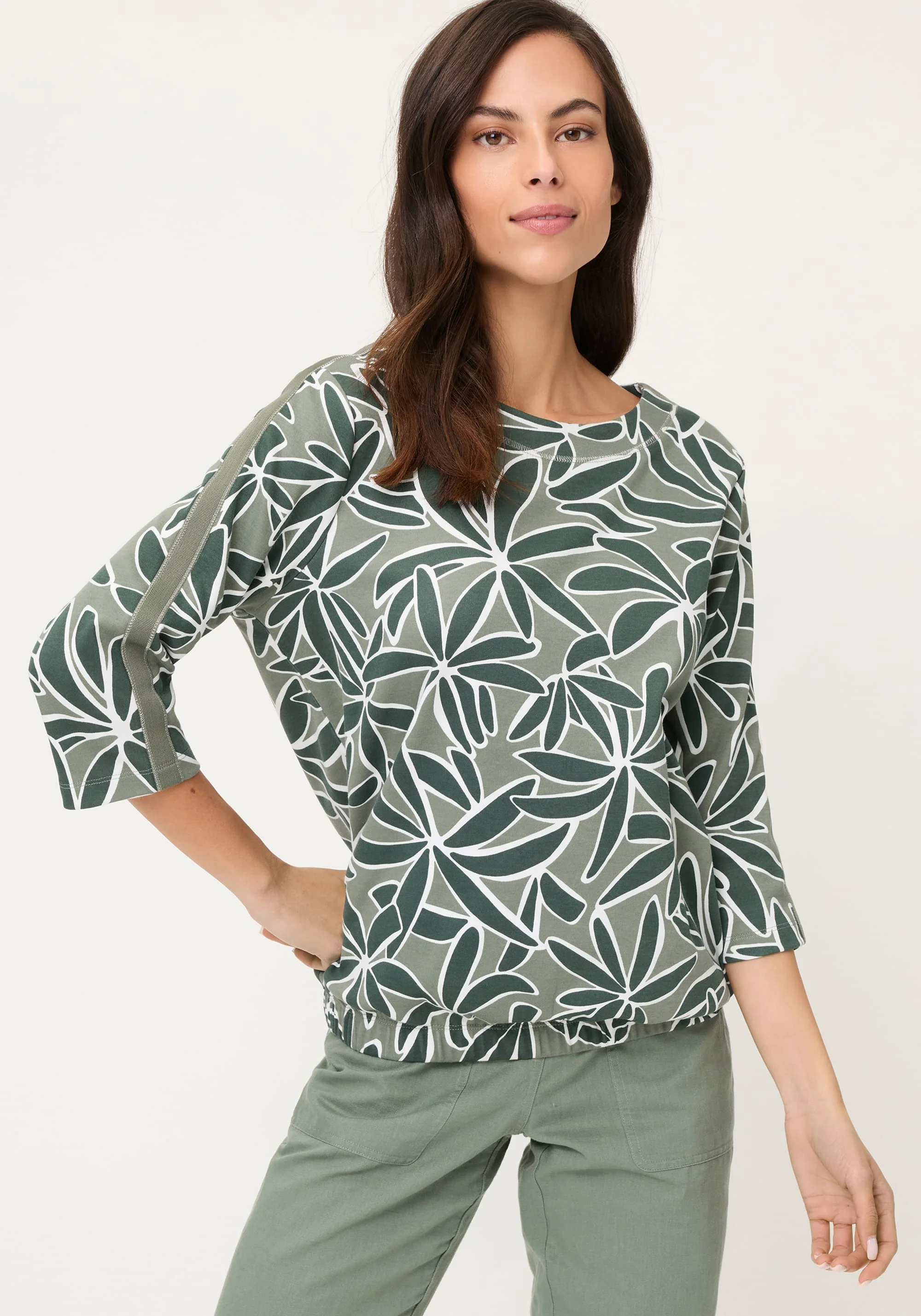 Palm Design Jersey Top