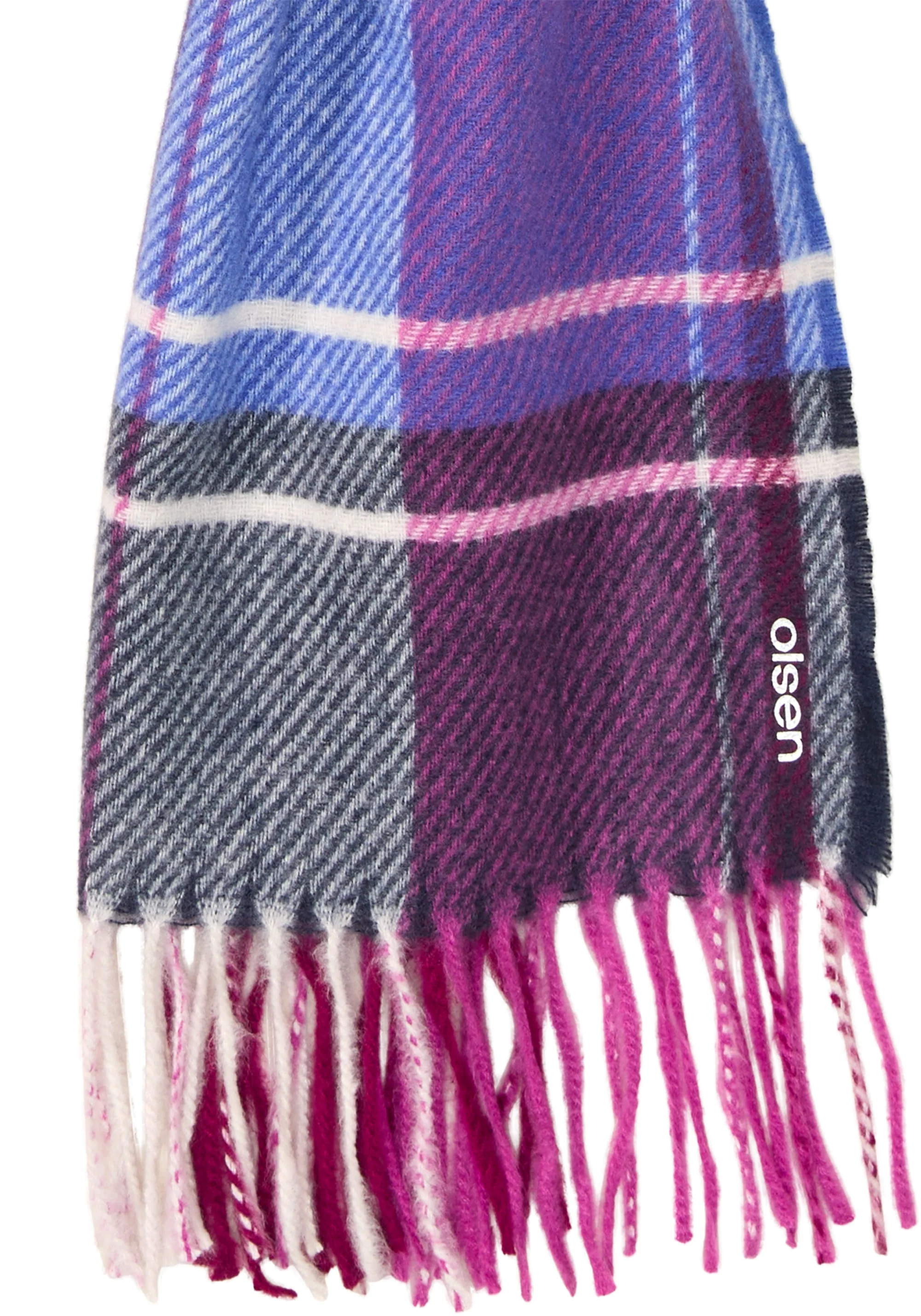 Plaid Blanket Scarf with Fringe - Image 3