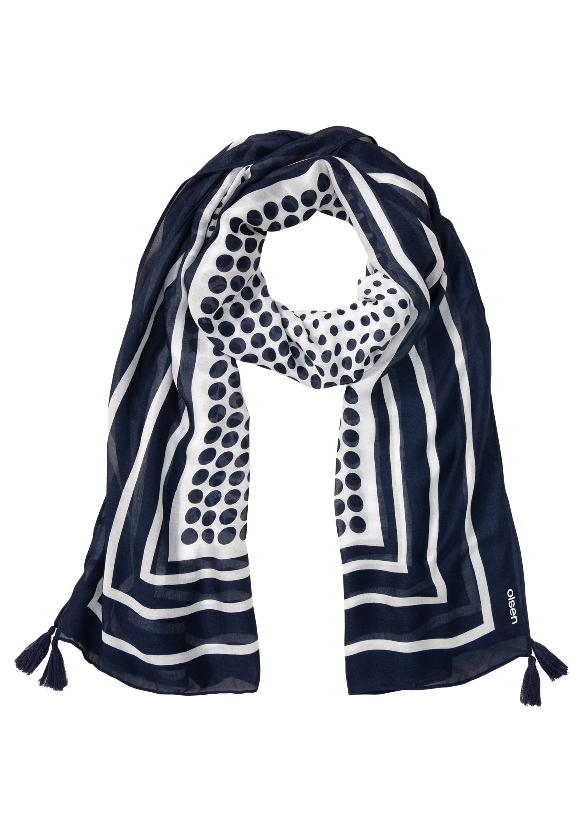 Polka Dot and Border Print Scarf