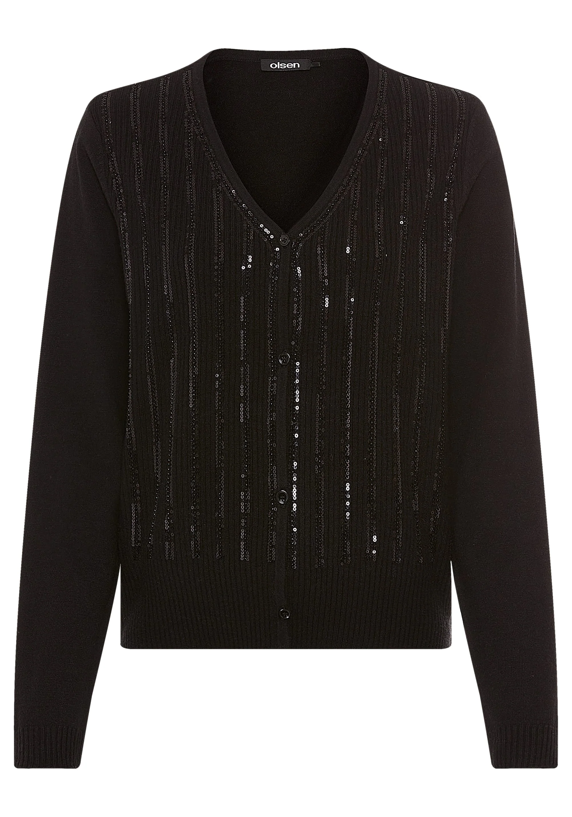 Rib Knit Cardigan with Sequin Detail - Image 5
