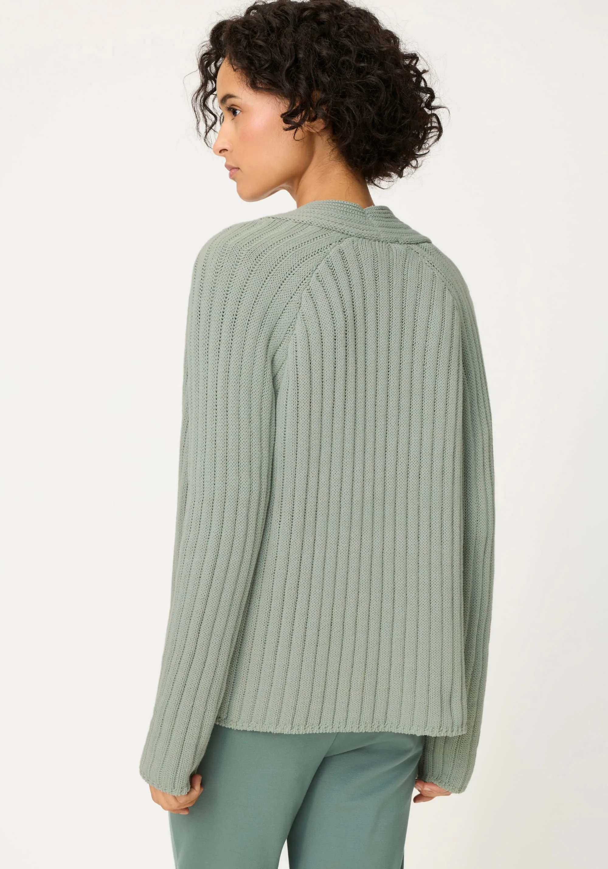 Rib Knit Open Front Cardigan - Image 2