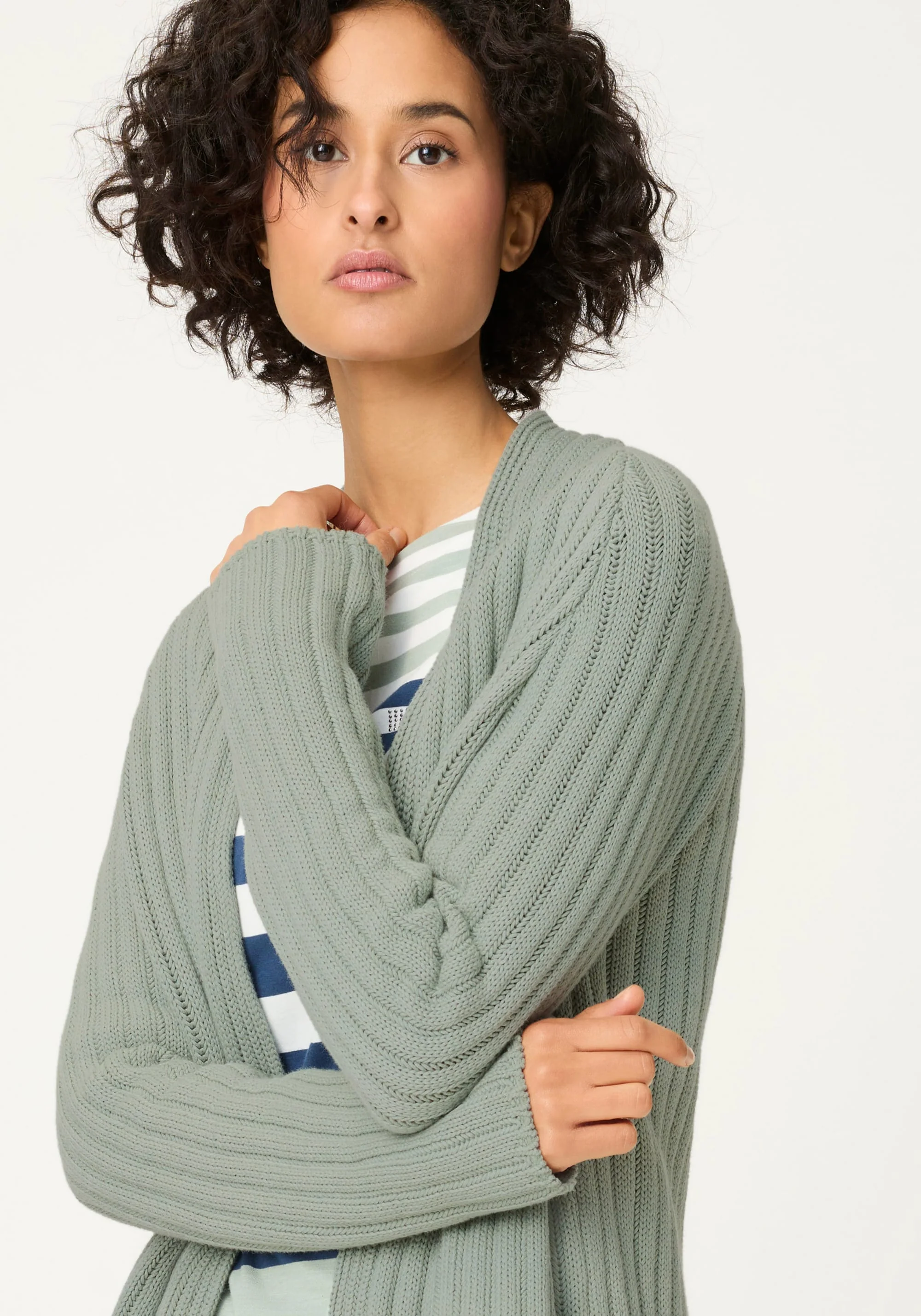 Rib Knit Open Front Cardigan - Image 3