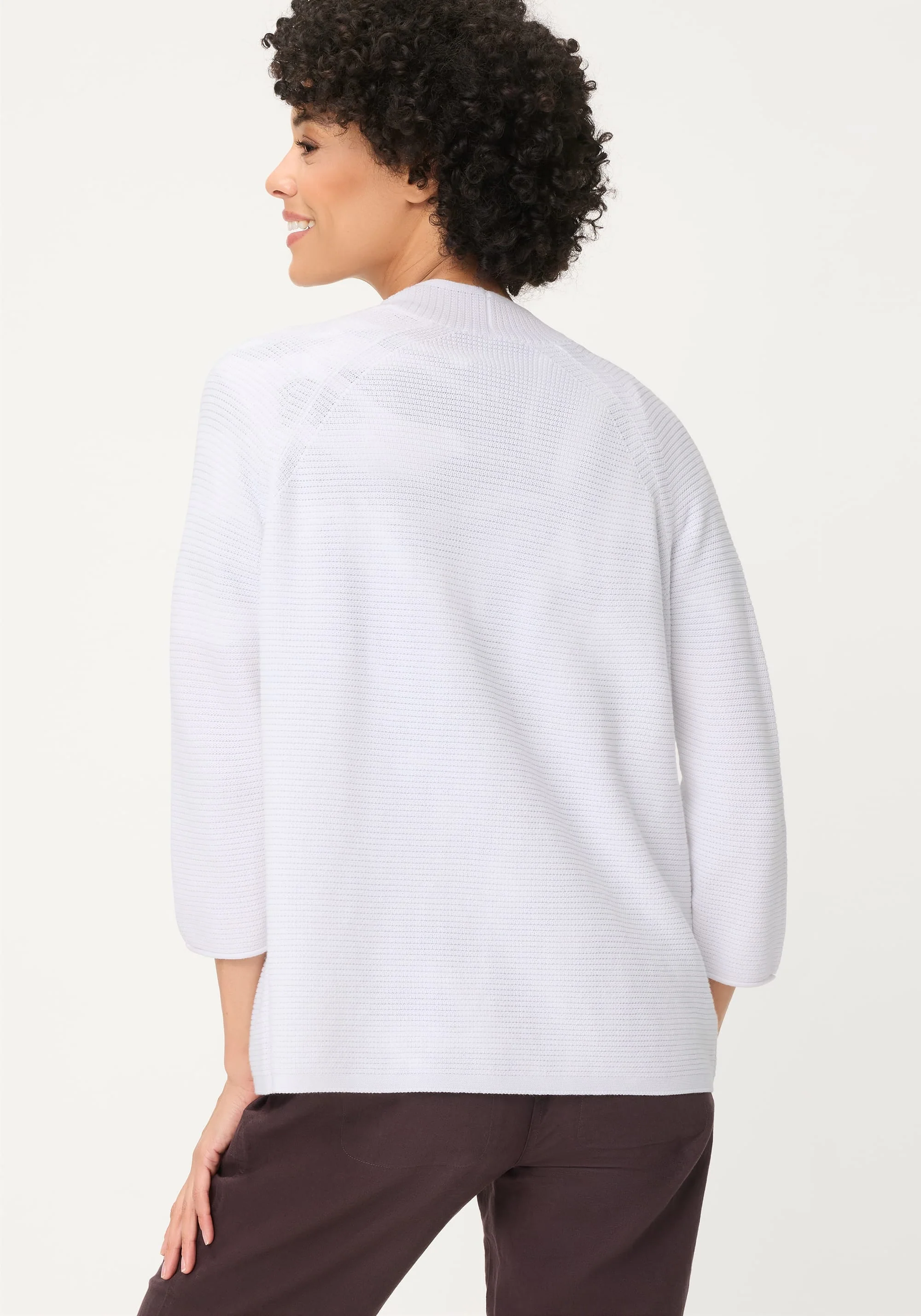 Rib Knit Open Front Cardigan - Image 2