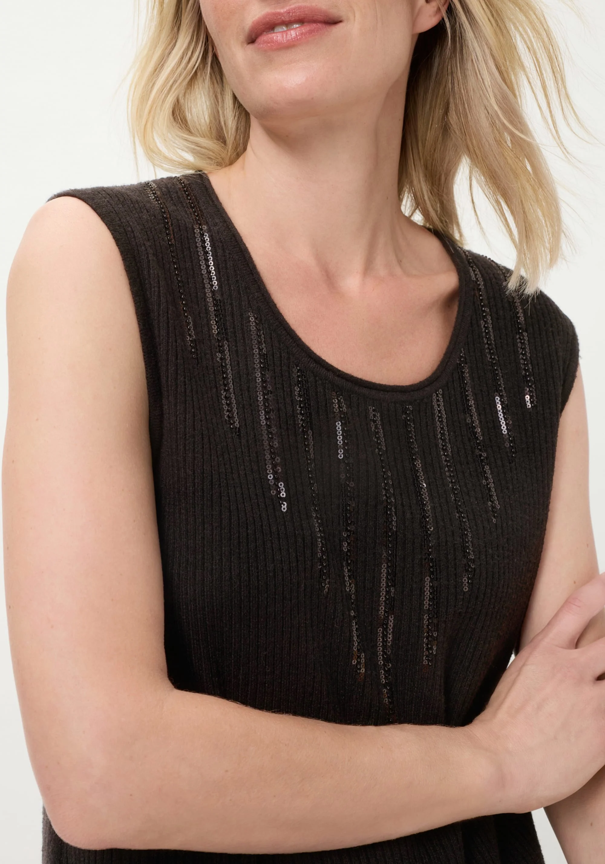 Rib Knit Shell with Sequin Detail - Image 3