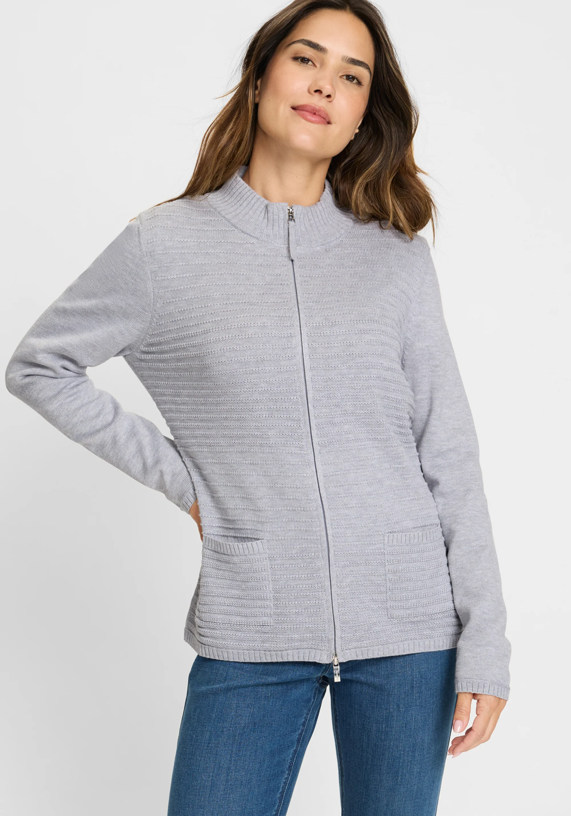 Rib Knit Zip Front Cardigan - Image 11