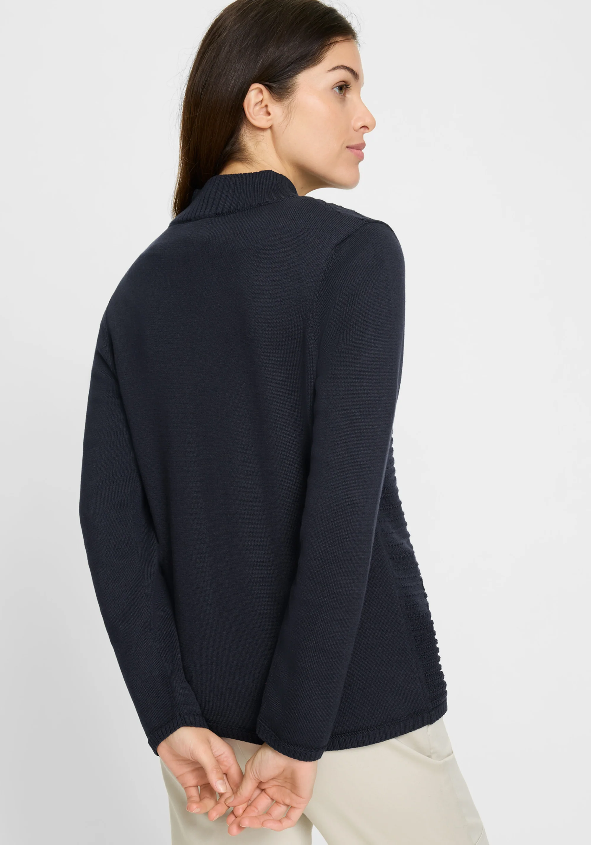 Rib Knit Zip Front Cardigan - Image 7