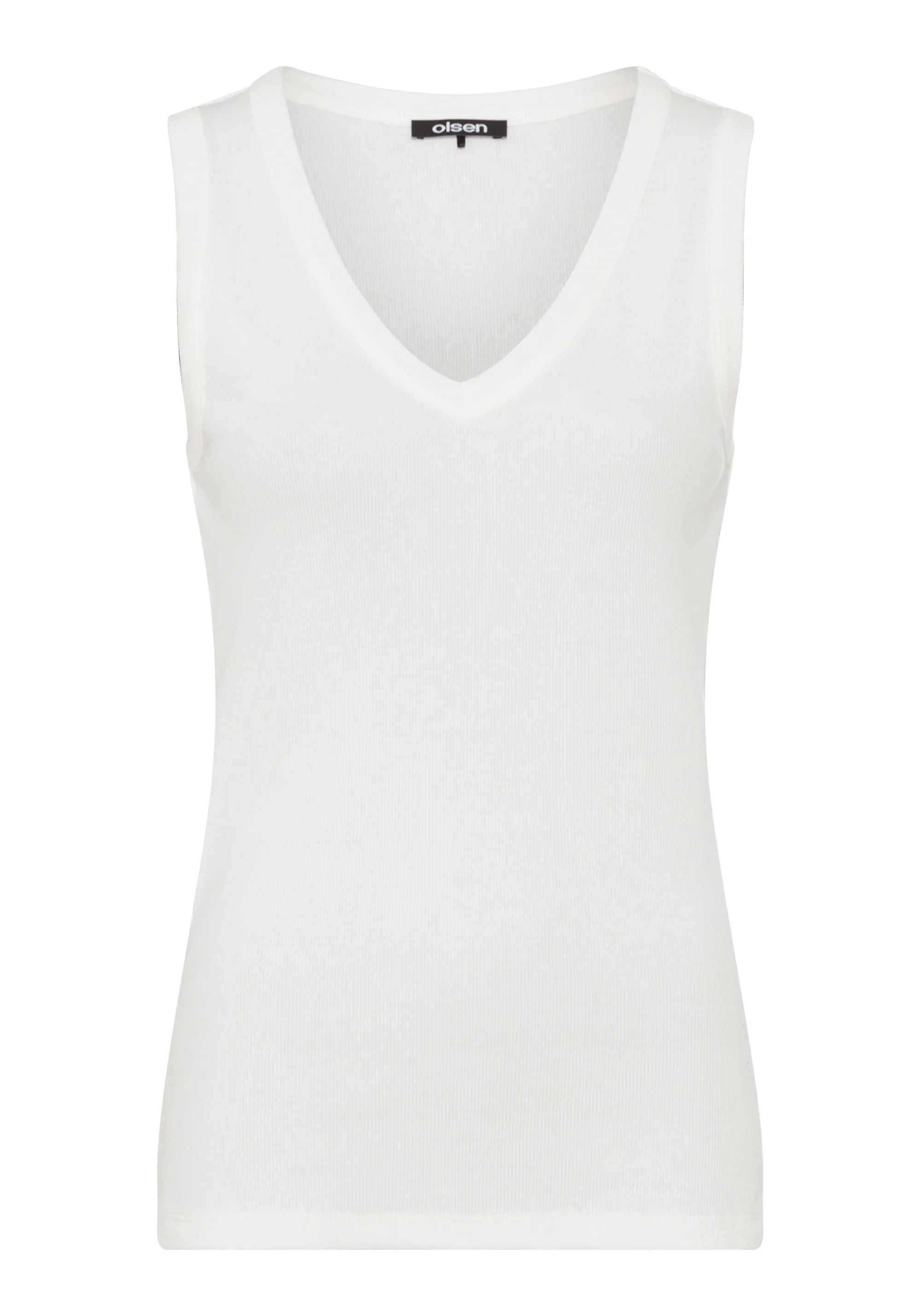 Ribbed Knit Rounded V-Neck Shell - Image 2
