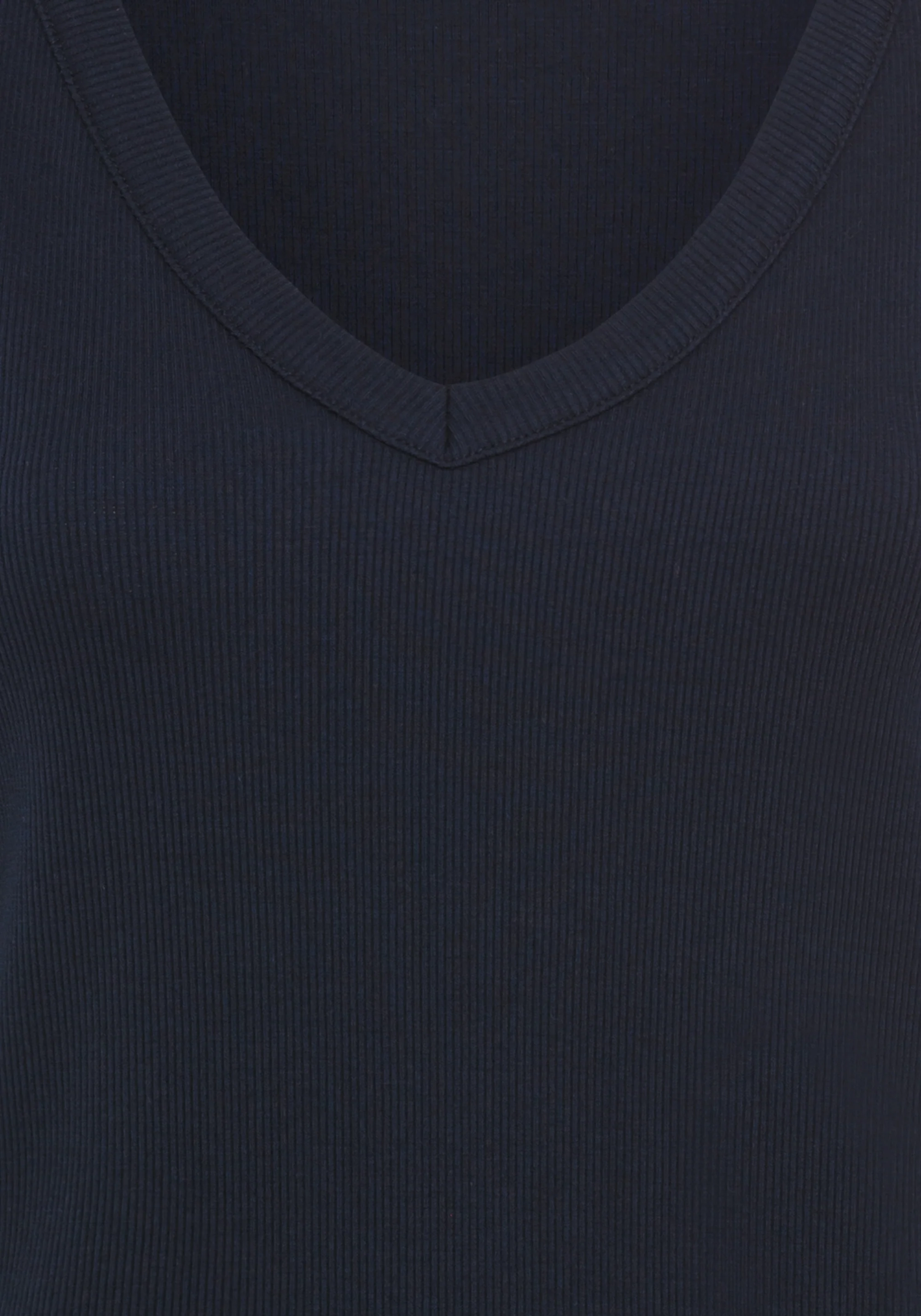 Rounded V-Neck Rib Knit Shell - Image 3