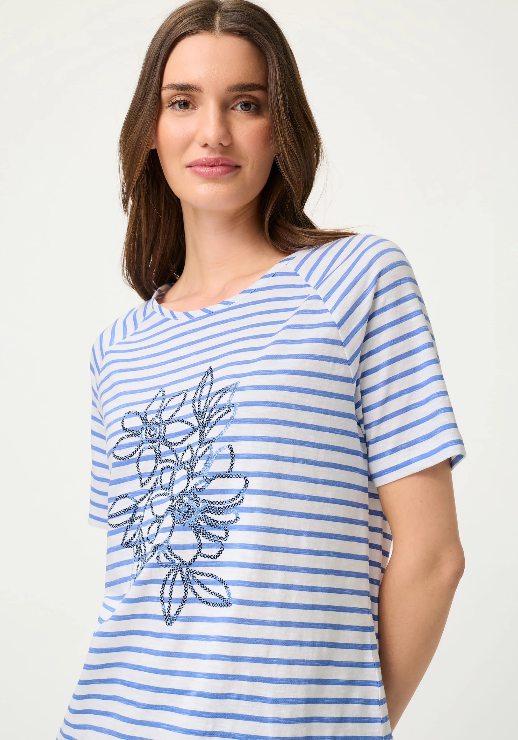Sequin Floral Stripe T-Shirt - Image 3