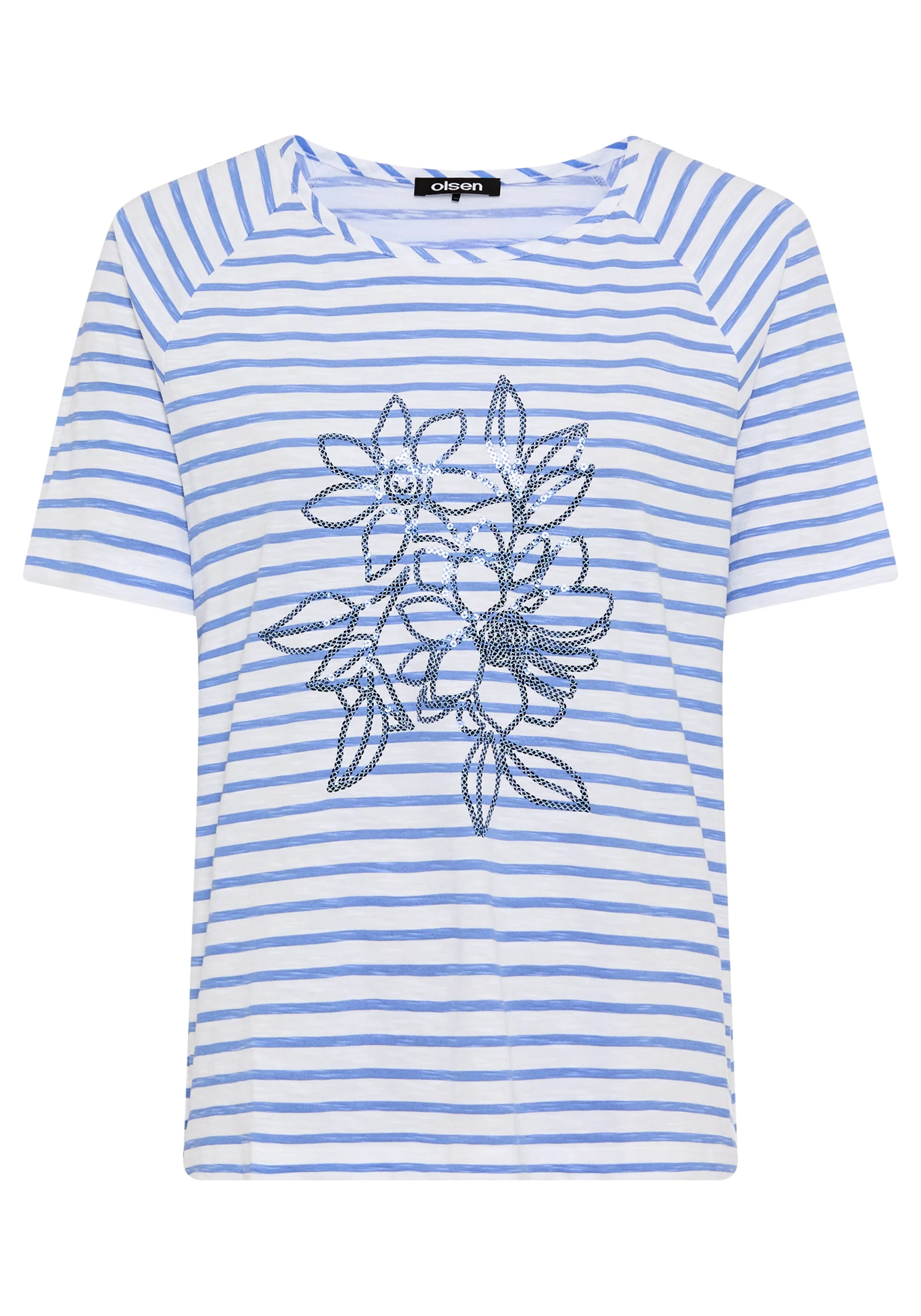 Sequin Floral Stripe T-Shirt - Image 5