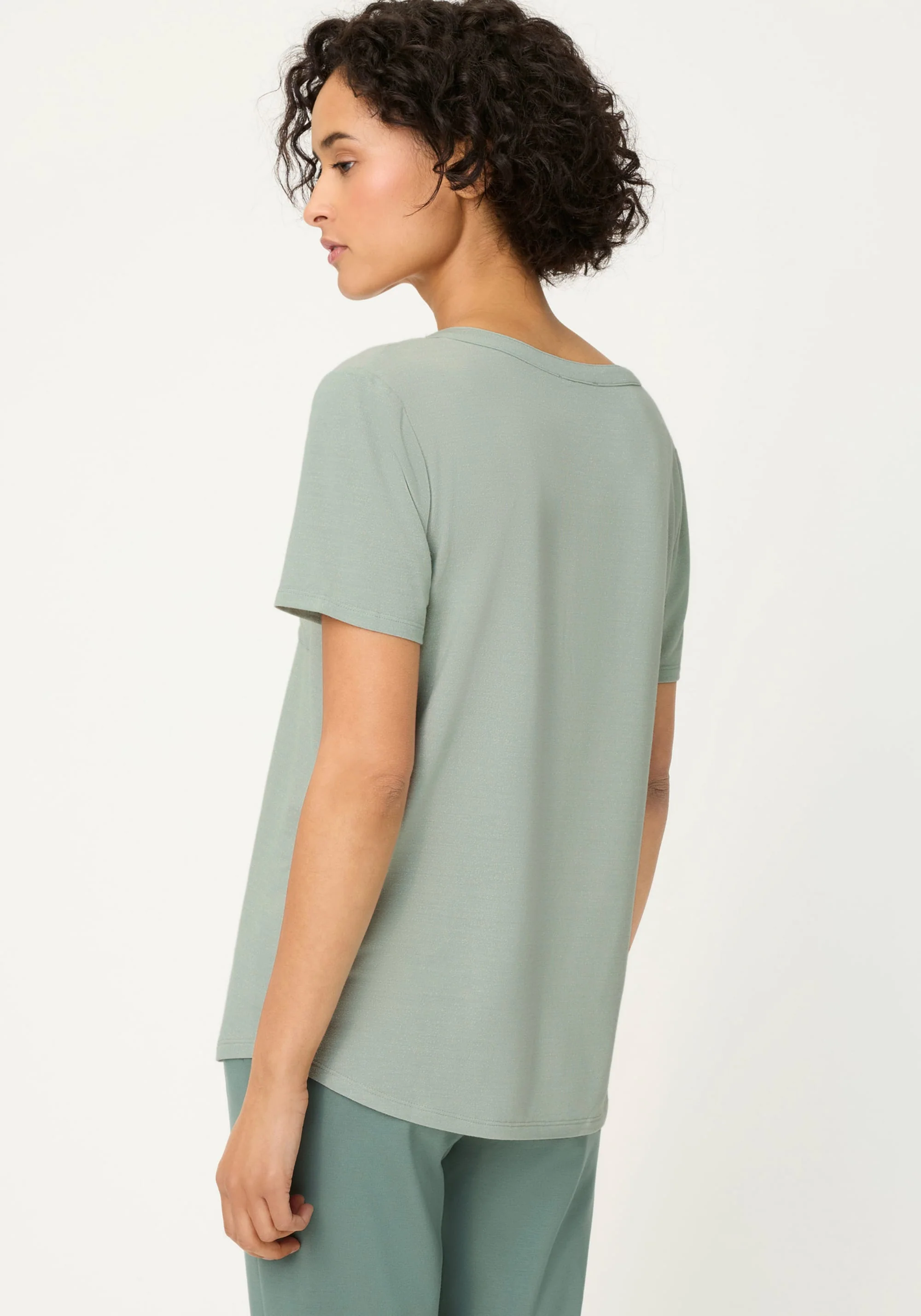 Shimmer Split Neck T-Shirt - Image 3