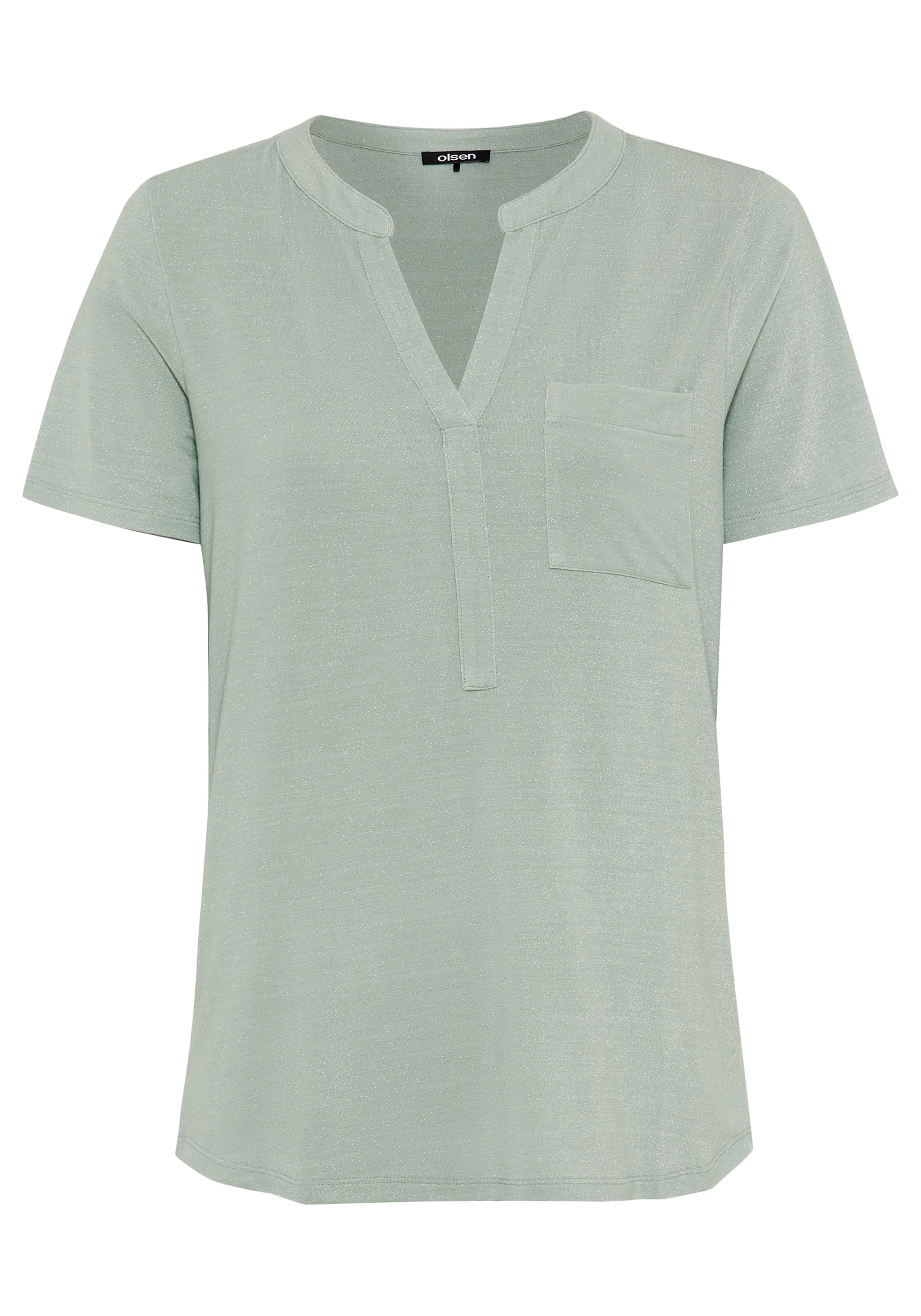 Shimmer Split Neck T-Shirt - Image 5